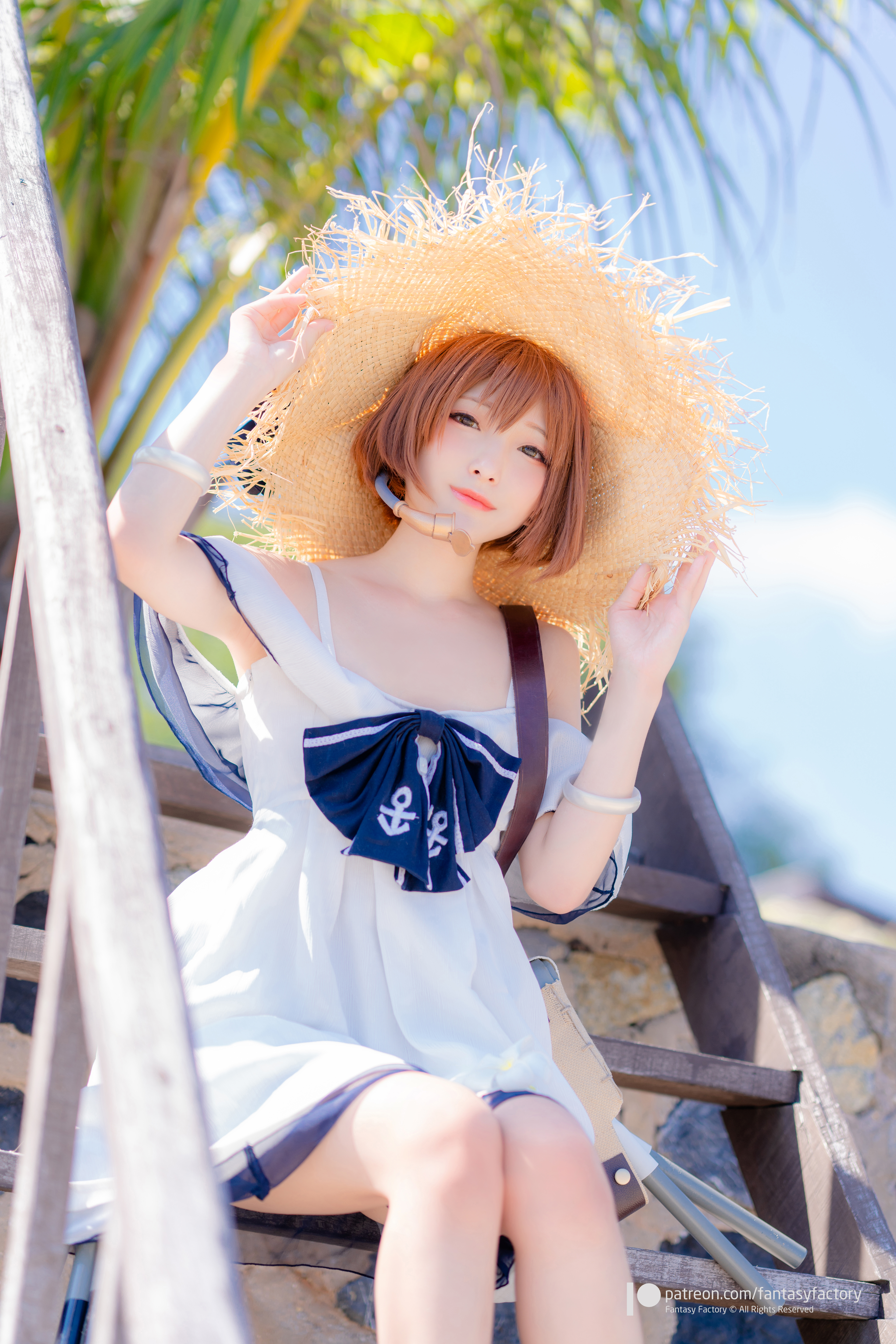 Women Model Asian Cosplay Yukikaze KanColle Kantai Collection Anime Anime Girls Straw Hat Dress Wome 5147x7716