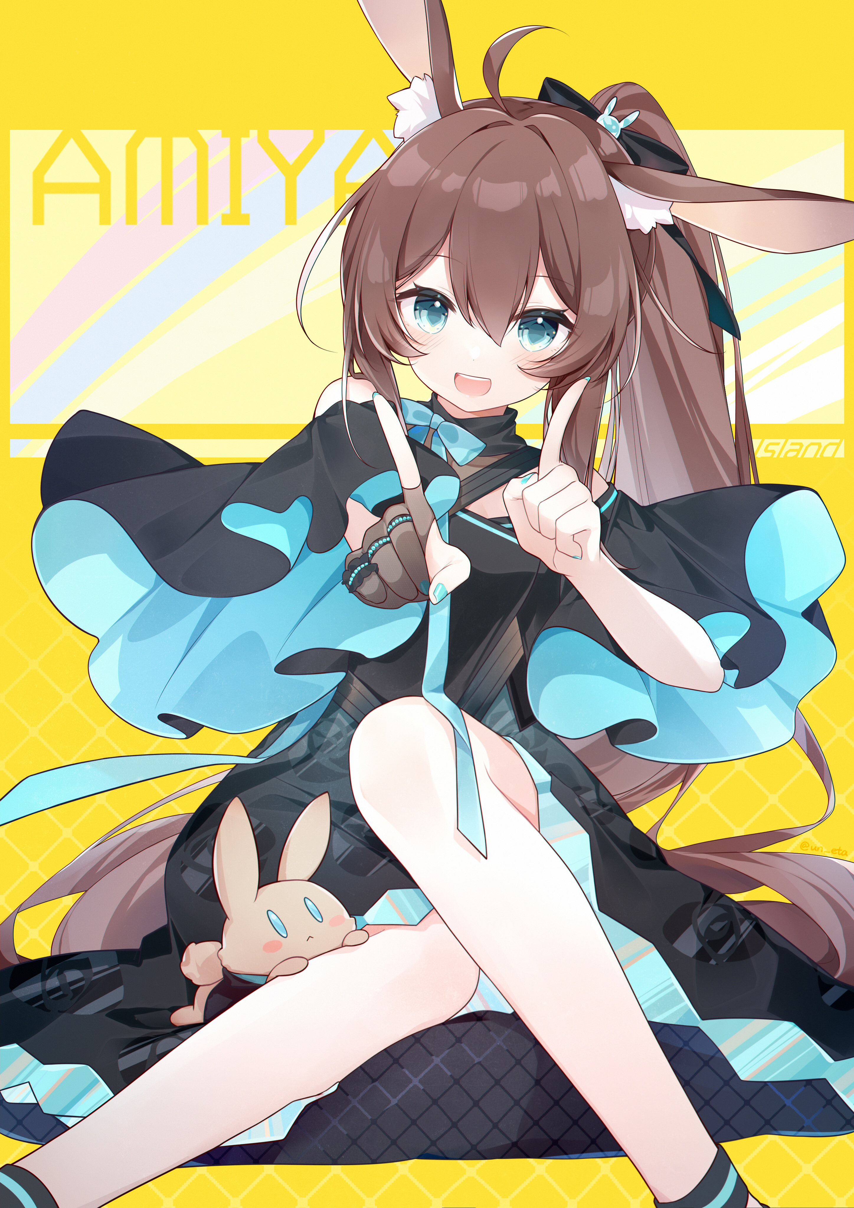 Arknights Anime Amiya Arknights Vertical Anime Girls Animal Ears Brunette Blue Eyes Blushing 2894x4093