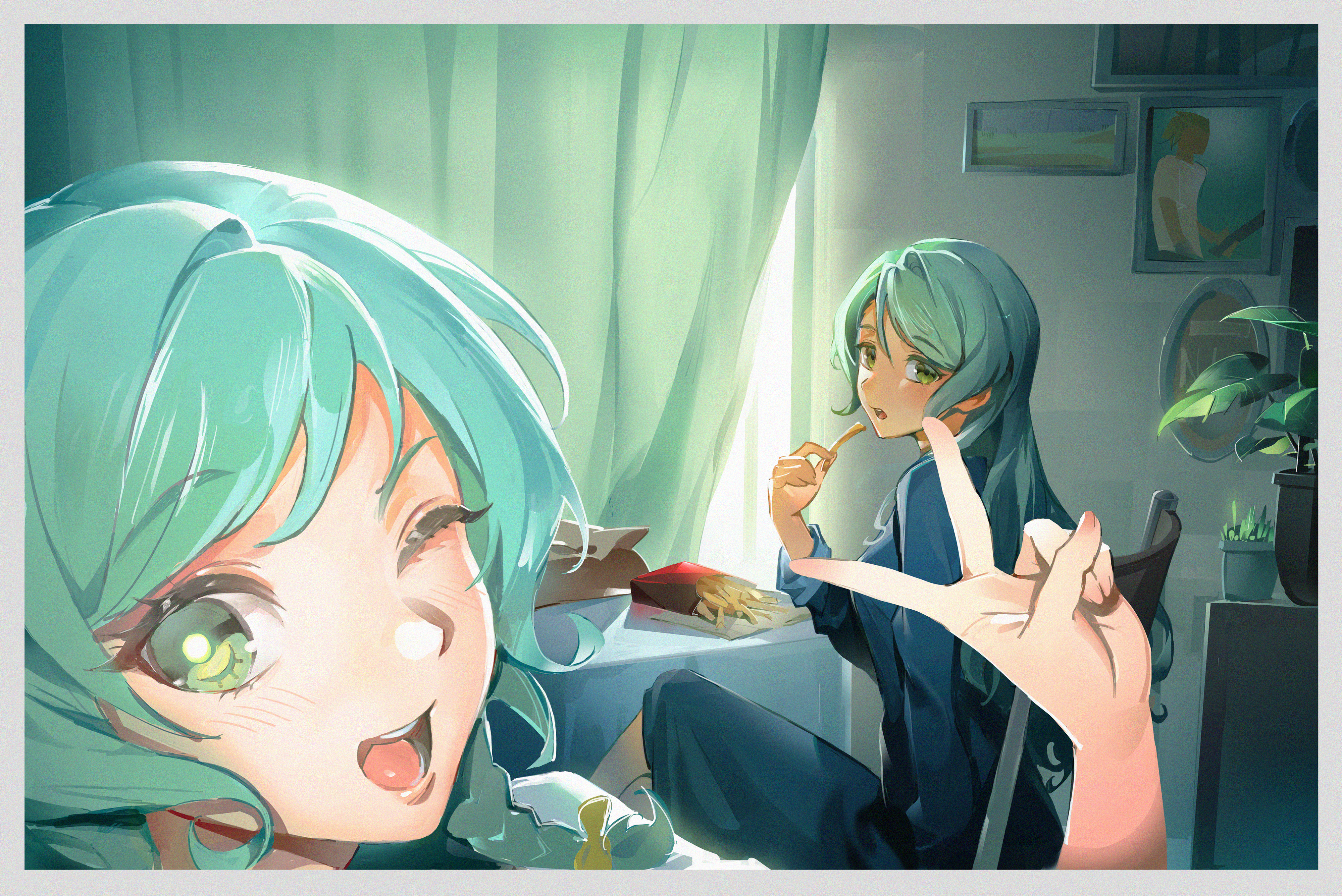 Anime Anime Girls BanG Dream Hikawa Hina Hikawa Sayo Long Hair Short Hair Green Hair Twins Artwork D 4000x2672