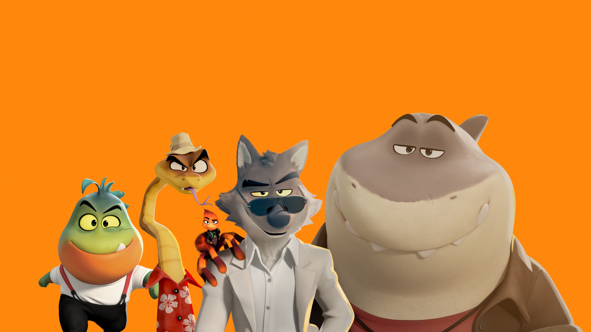 The Bad Guys Dreamworks Animated Movies Animation Mr Wolf The Bad Guys Orange Background Mr Snake Mi 1920x1080