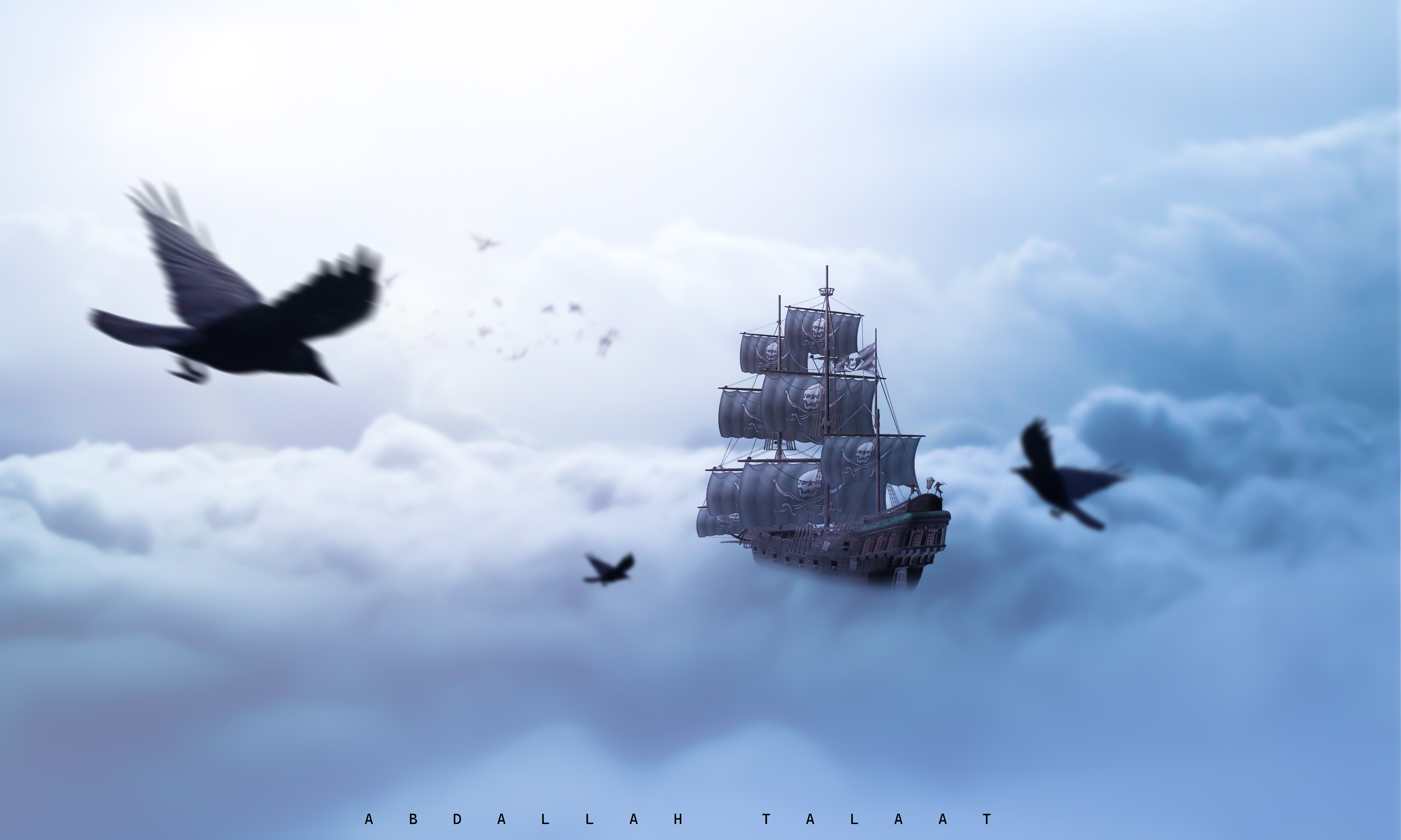 Cloud Atlas Cloud City Space Ghost Pirate Ship Ship Revan Fantasy Bird Fantasy Ship Photo Manipulati 5000x3000