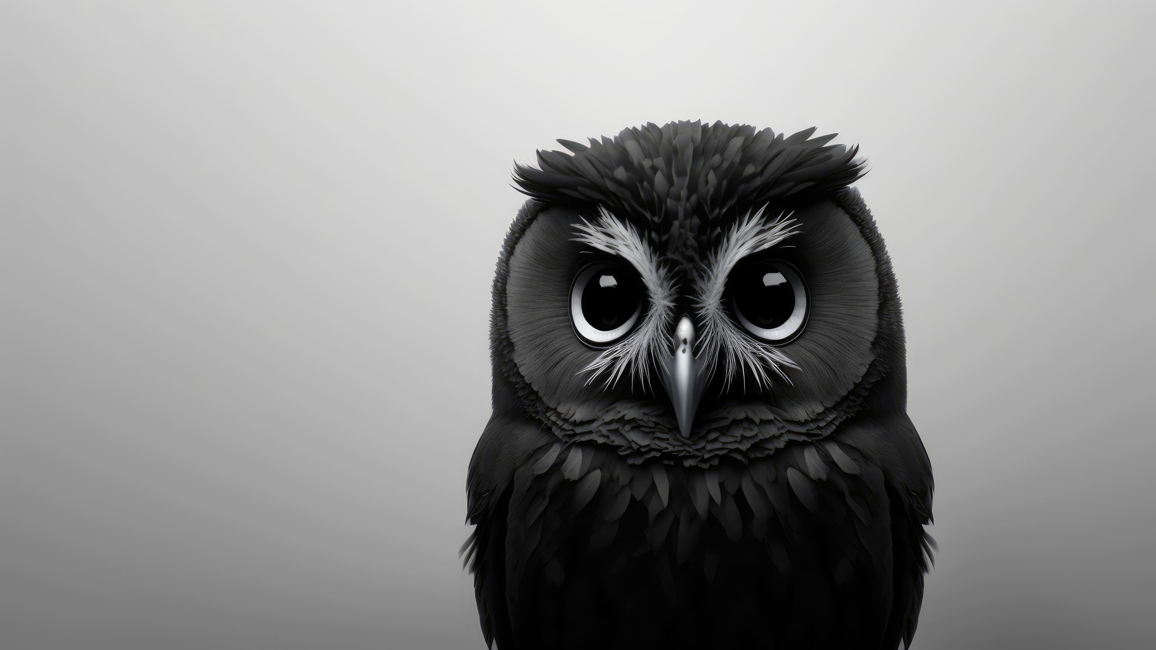 Owl Ai Art Simple Background Monochrome Animals Minimalism 3840x2160