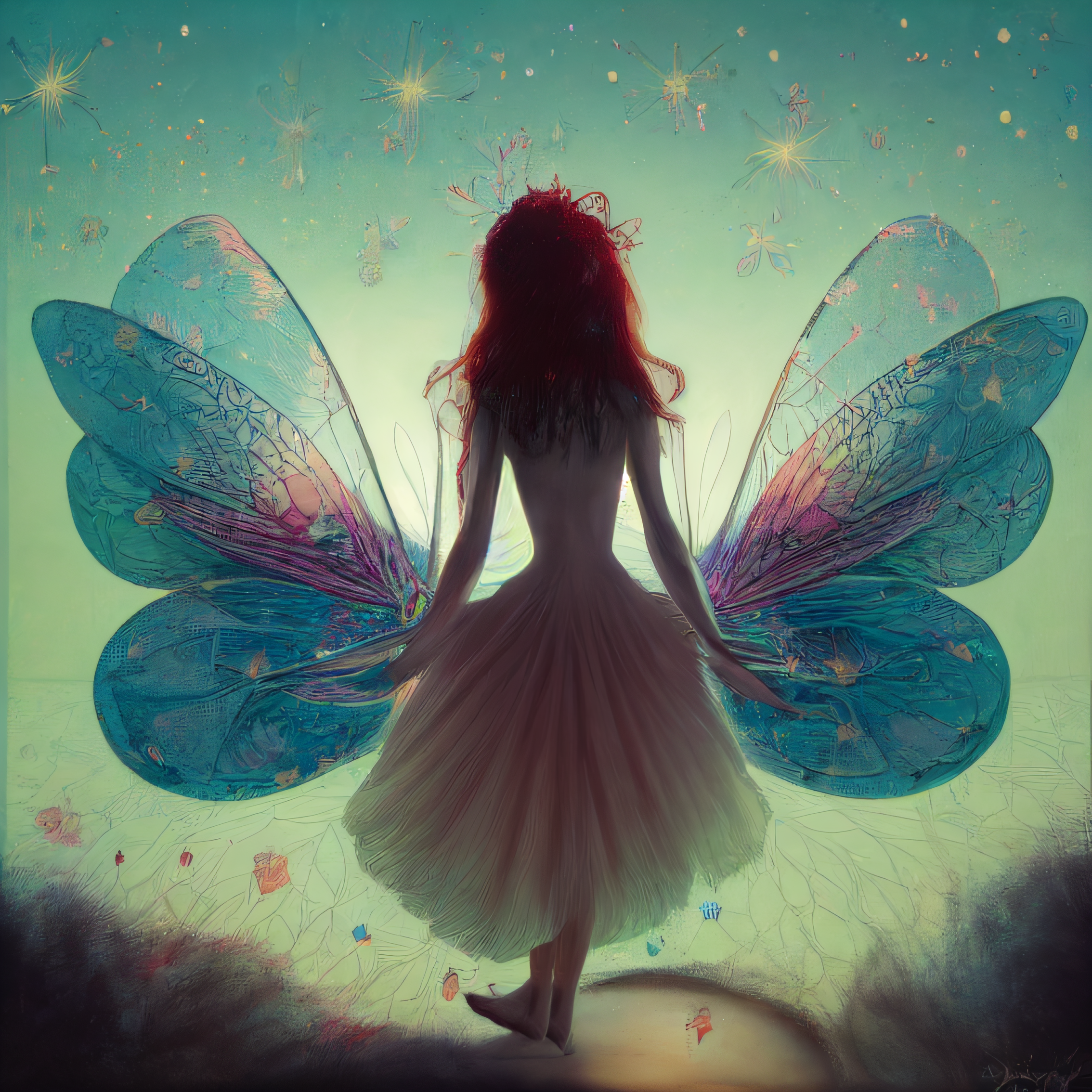 Butterfly Women Wings Digital Art Artwork Fantasy Art Fantasy Girl Redhead Butterfly Wings 2268x2268