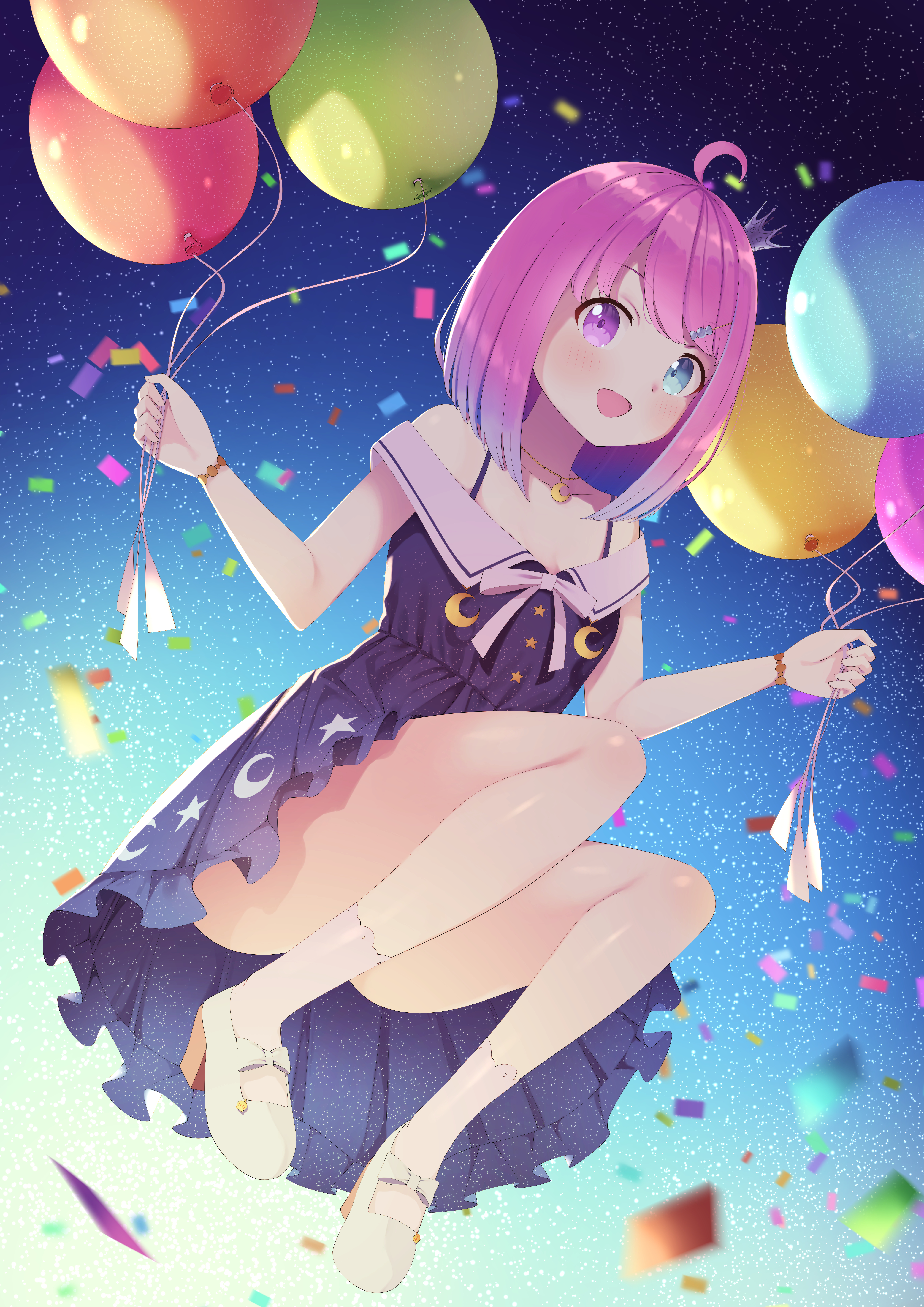 Hololive Virtual Youtuber Heterochromia Anime Girls Balloon Confetti Himemori Luna 4961x7016