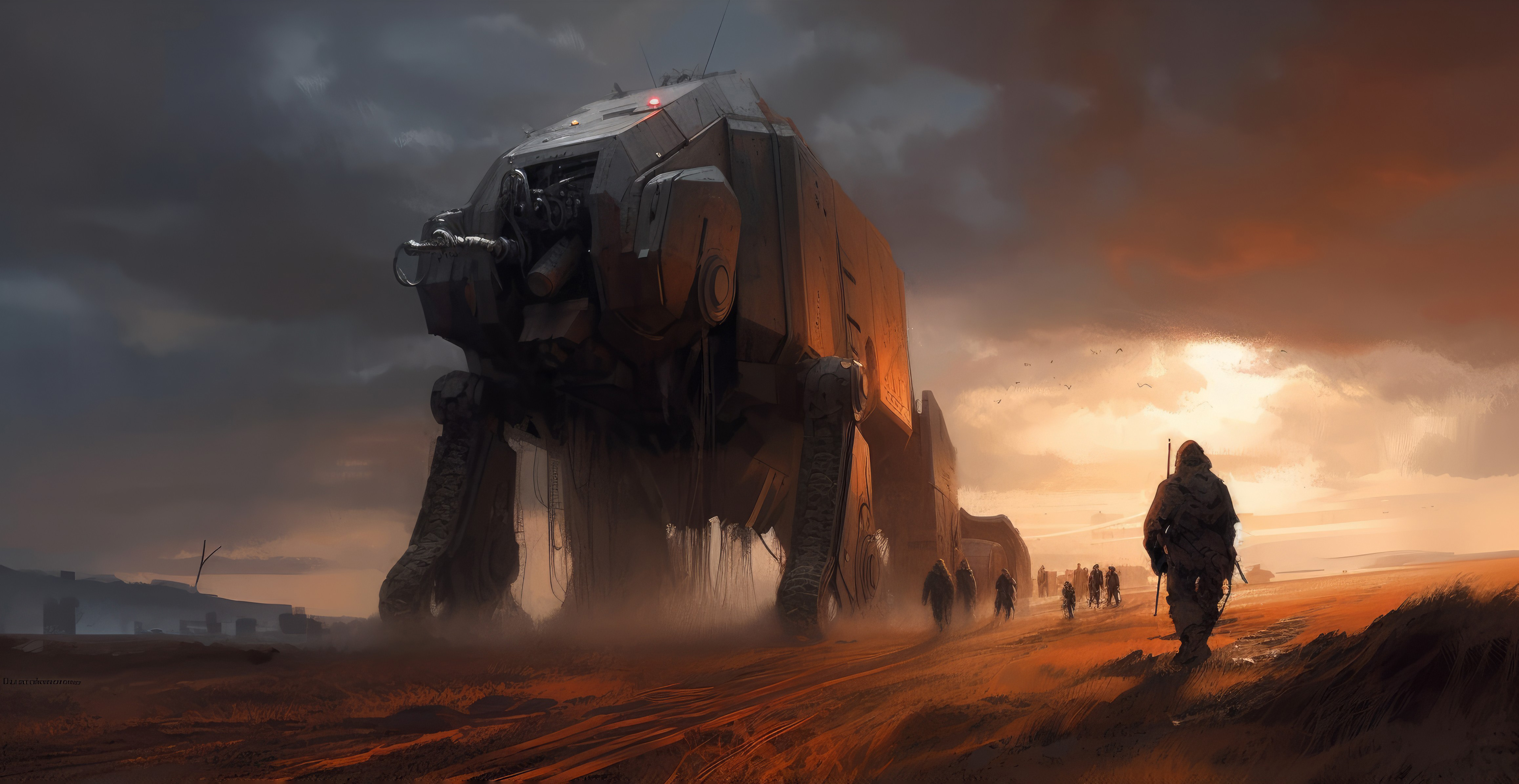 Ai Art Illustration Science Fiction Landscape Desert Vehicle 4630x2391
