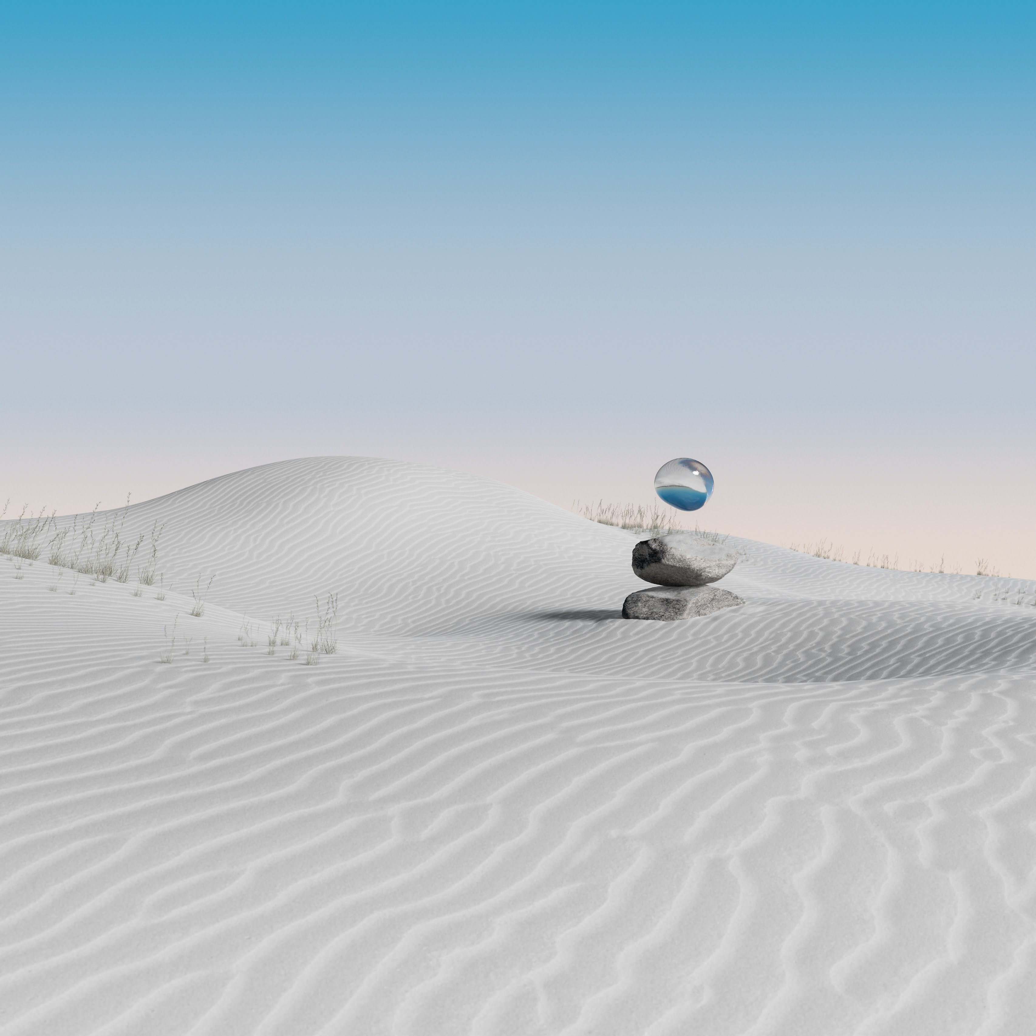 Landscape Nature Desert Bubbles Rock Sand Digital Digital Art Render Daylight Dunes 3412x3412