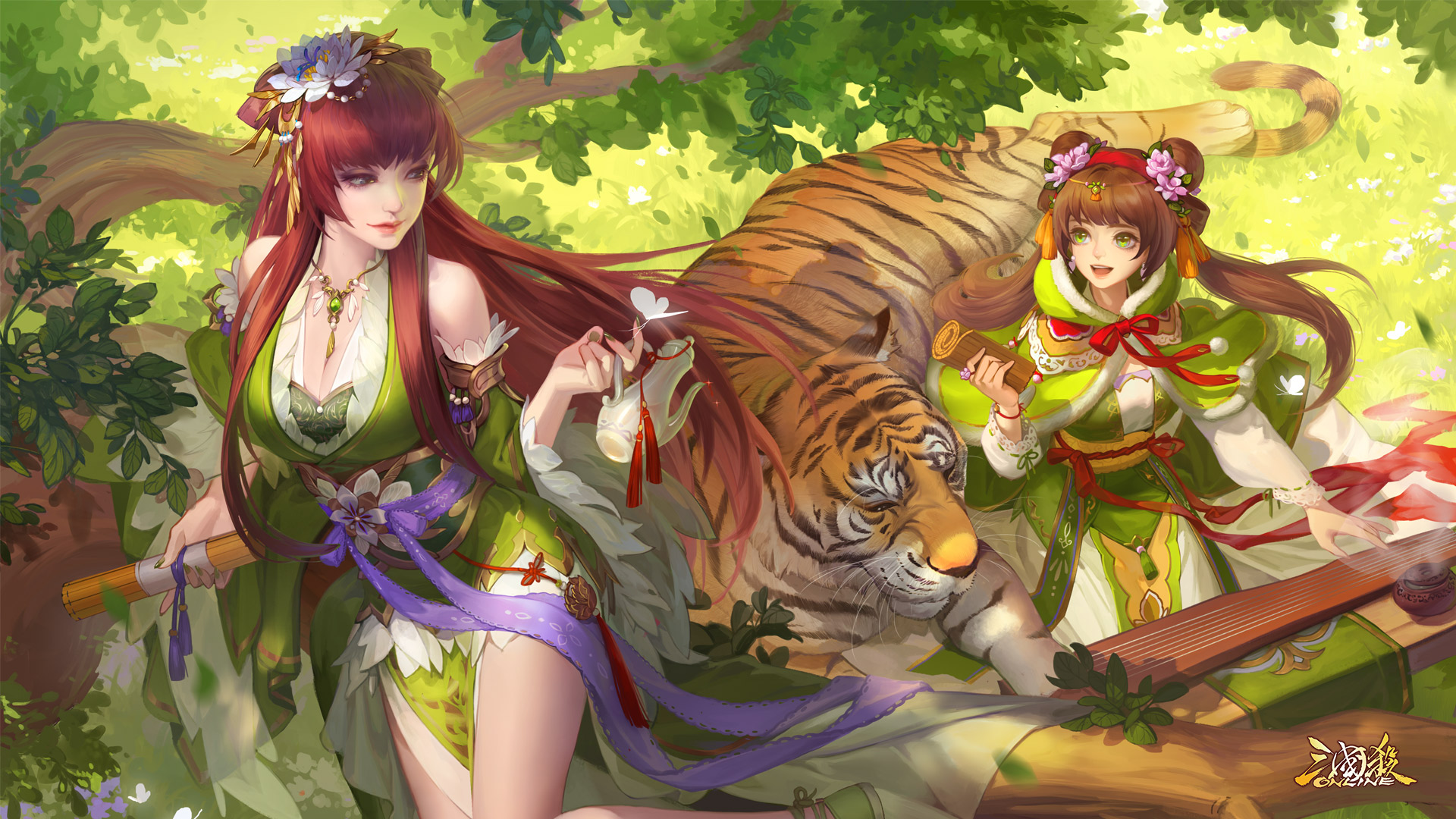 Three Kingdoms Game Characters Video Game Girls Video Game Art Artwork Tiger Animals 1920x1080