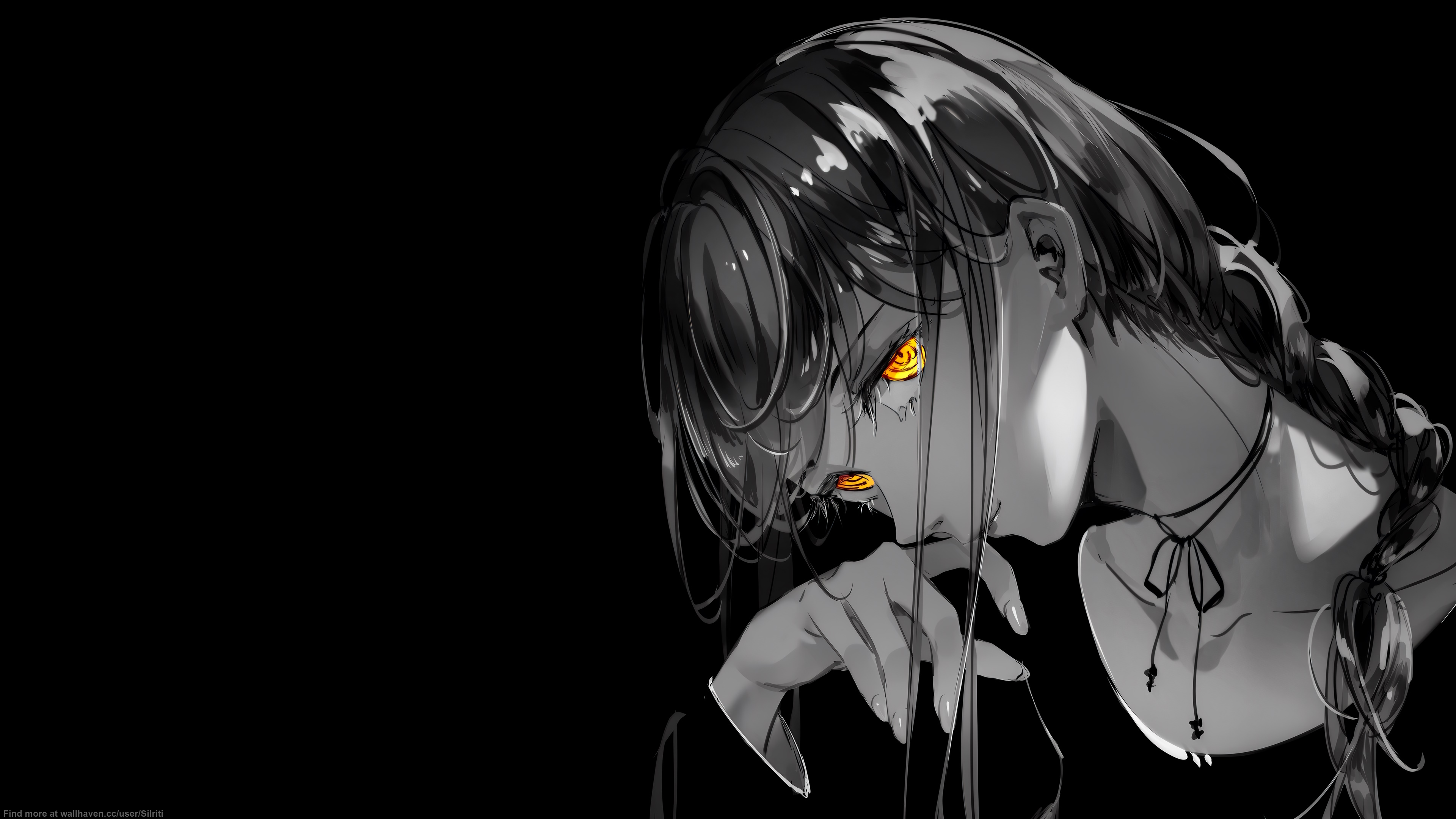 Selective Coloring Black Background Simple Background Makima Chainsaw Man Anime Girls Long Hair Chai 3840x2160