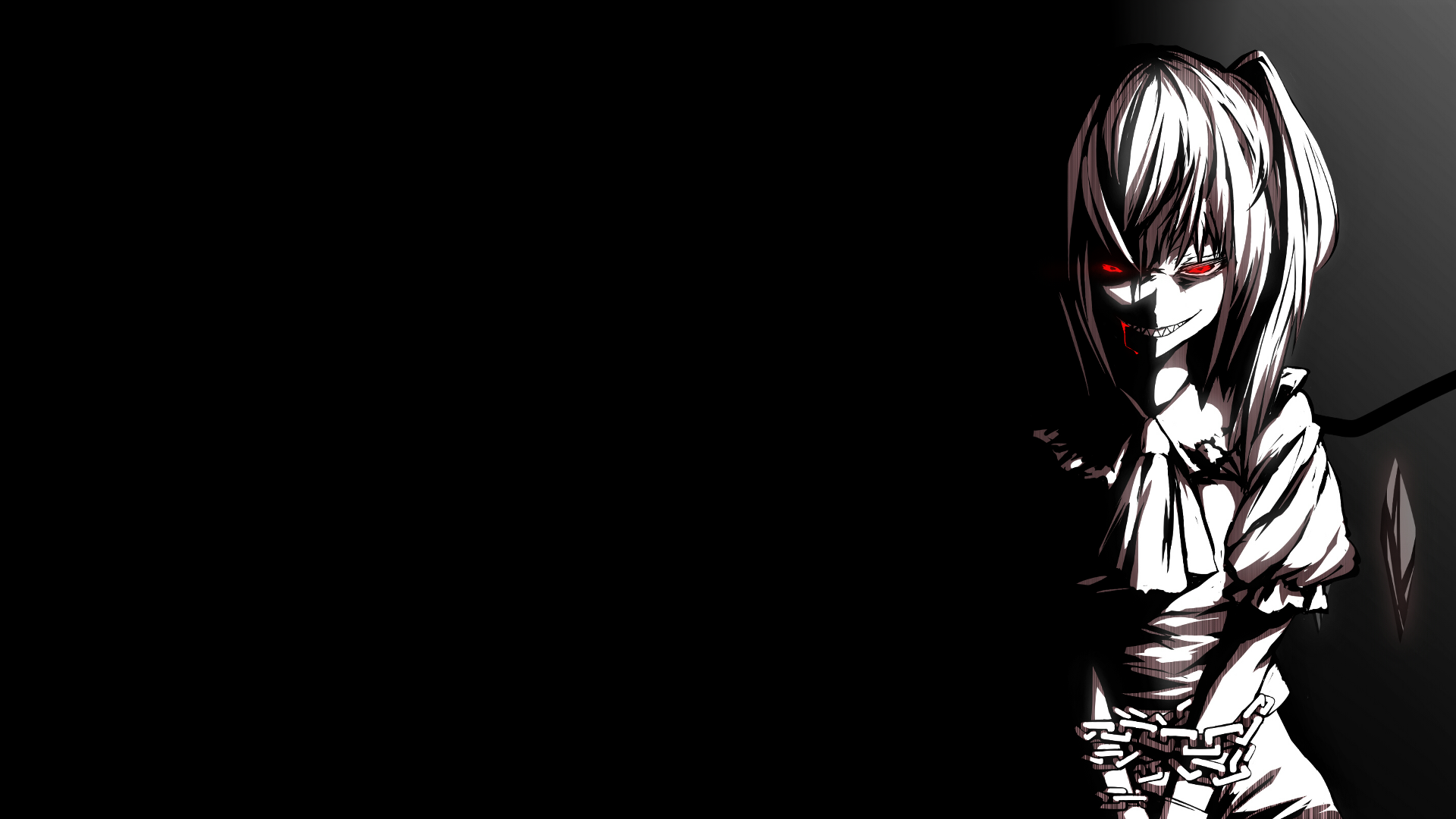 Selective Coloring Black Background Dark Background Simple Background Anime Girls Smiling Red Eyes T 1920x1080