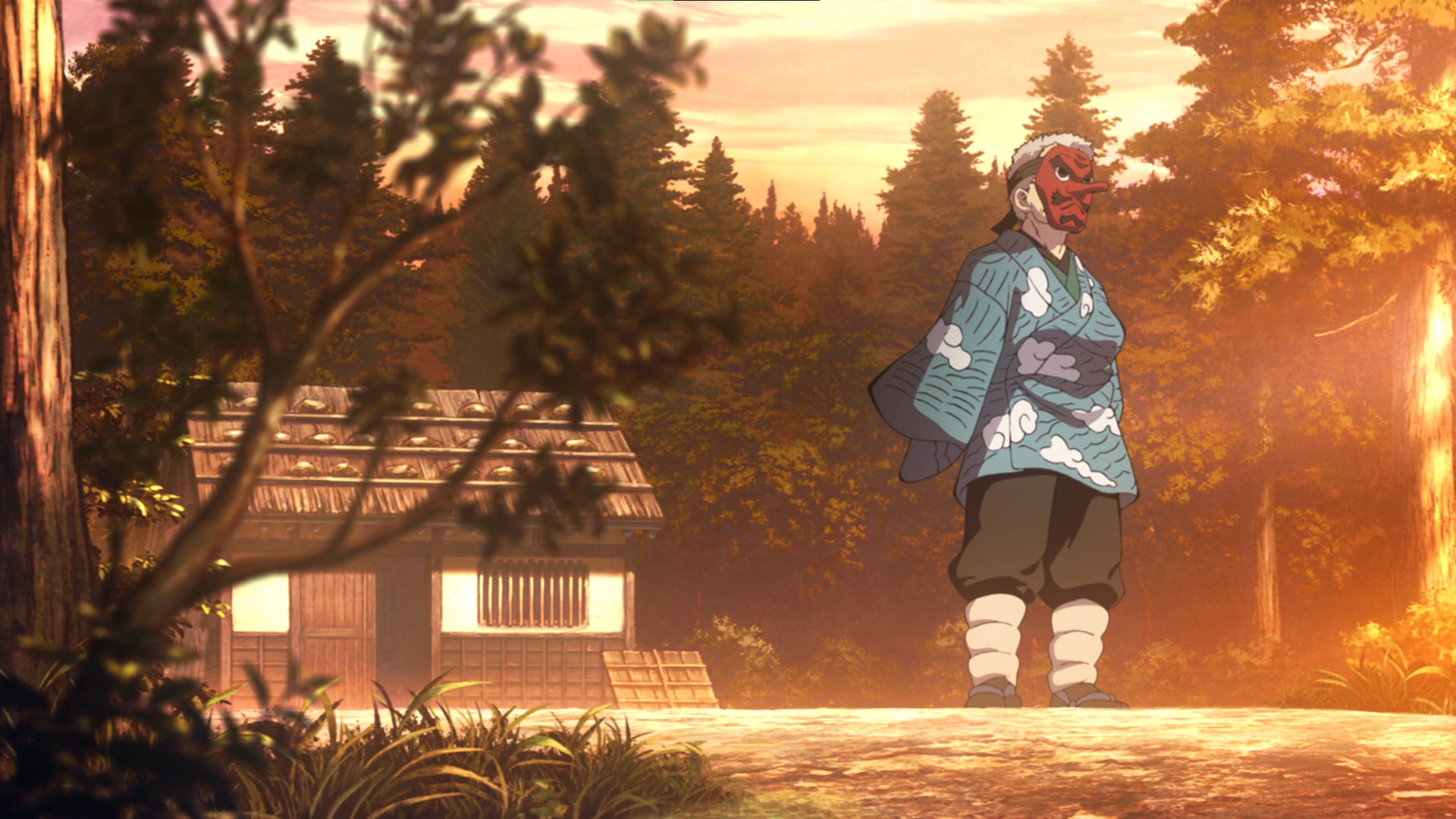 Kimetsu No Yaiba Nature Trees Sunset Sun Sakonji Urokodaki Hashira Anime Anime Screenshot Anime Boys 1920x1080