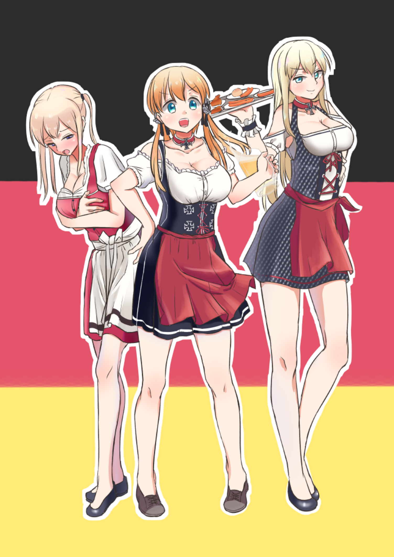 Anime Anime Girls Kantai Collection Bismarck KanColle Graf Zeppelin KanColle Prinz Eugen KanColle Lo 1504x2124