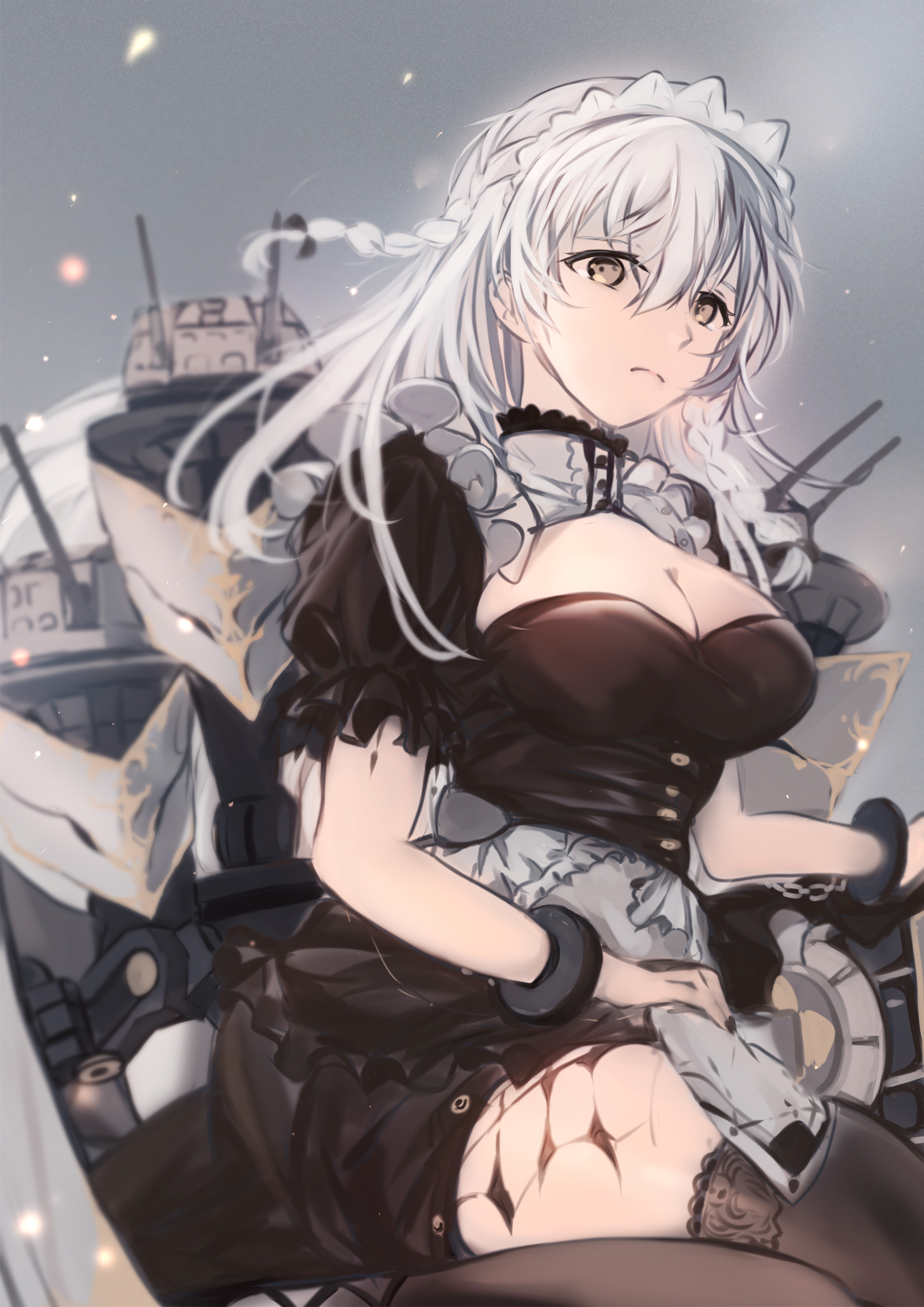 Anime Anime Girls Azur Lane Hermione Azur Lane Long Hair White Hair Maid Maid Outfit Solo Artwork Di 1800x2546