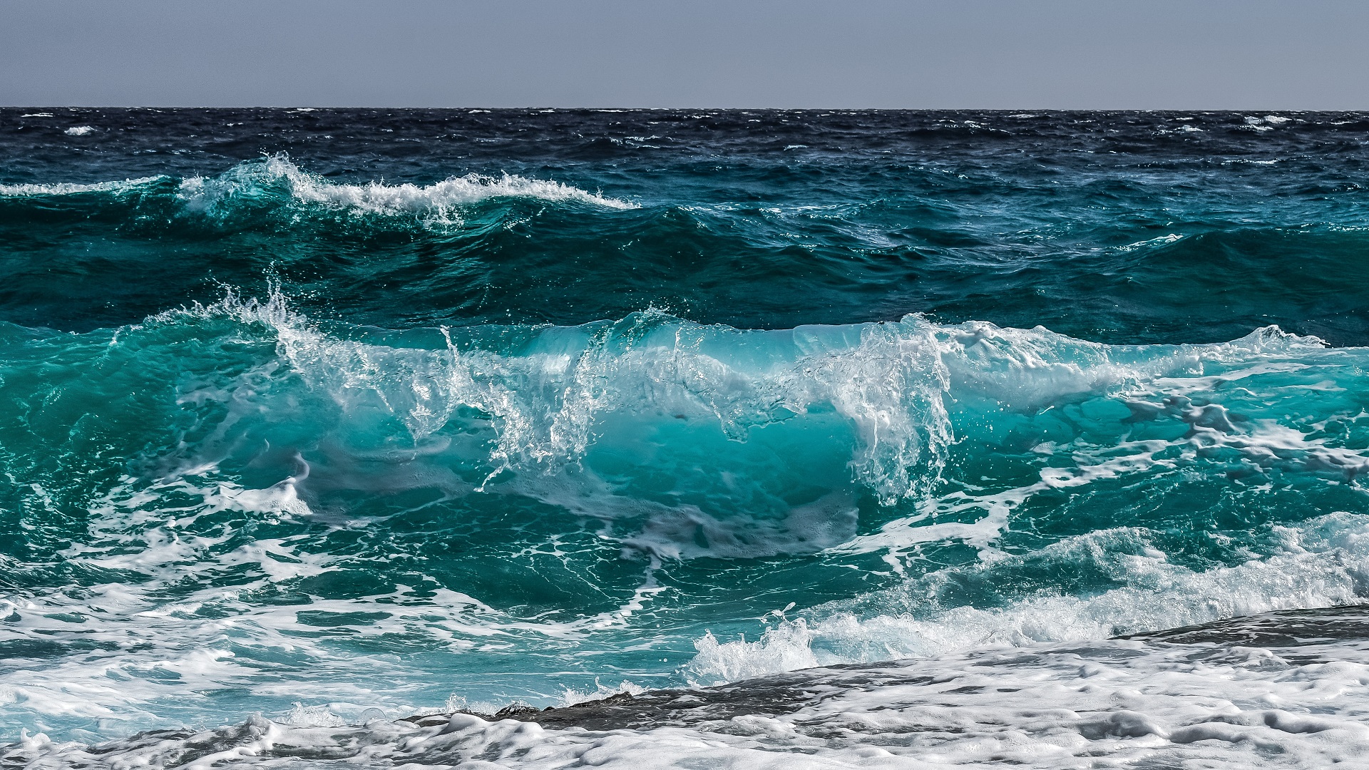 Waves Nature Sea Water Horizon 1920x1080