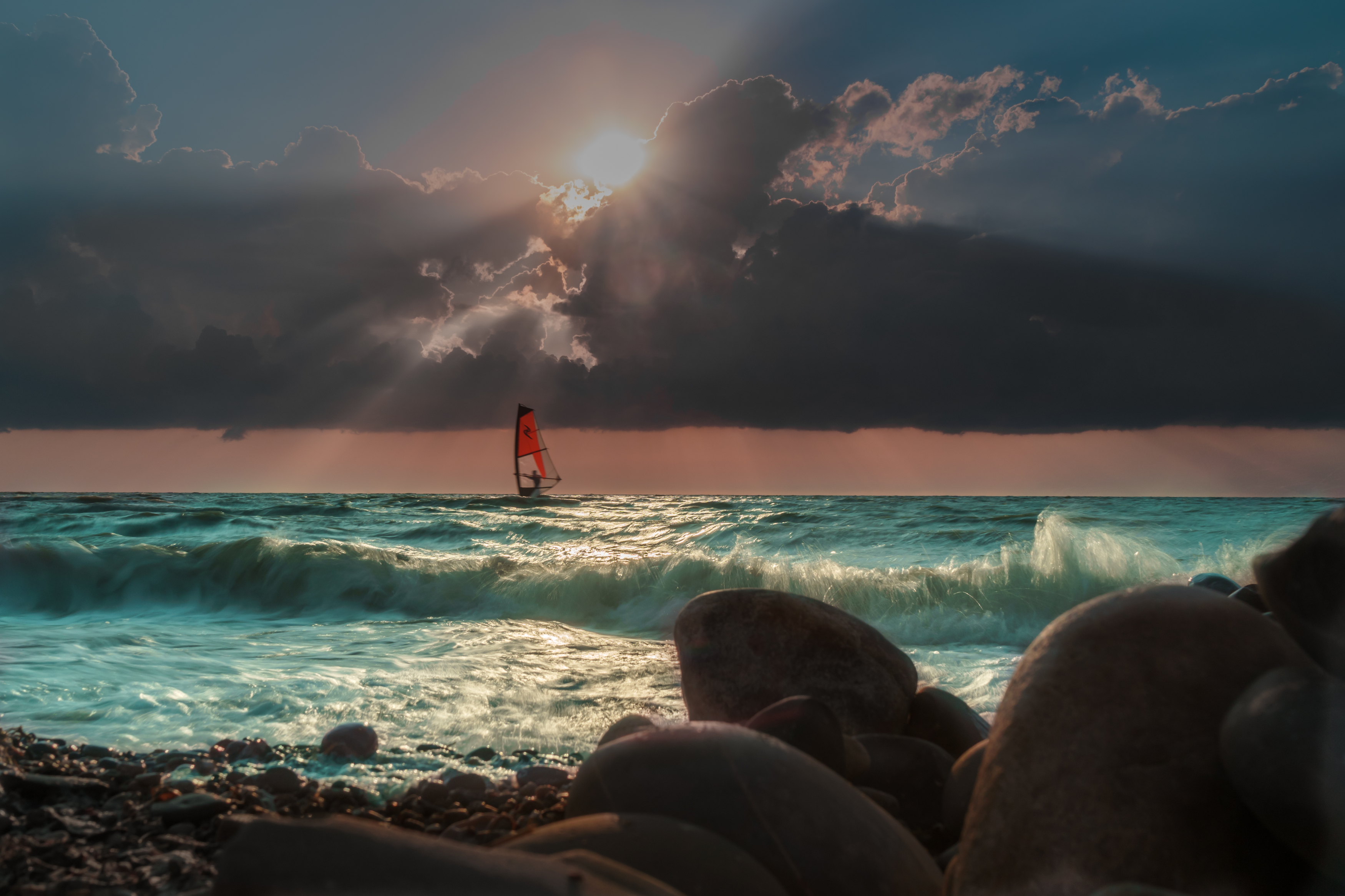 Water Sun Sunlight Clouds Sea Boat Sky Outdoors Photography 3500x2333