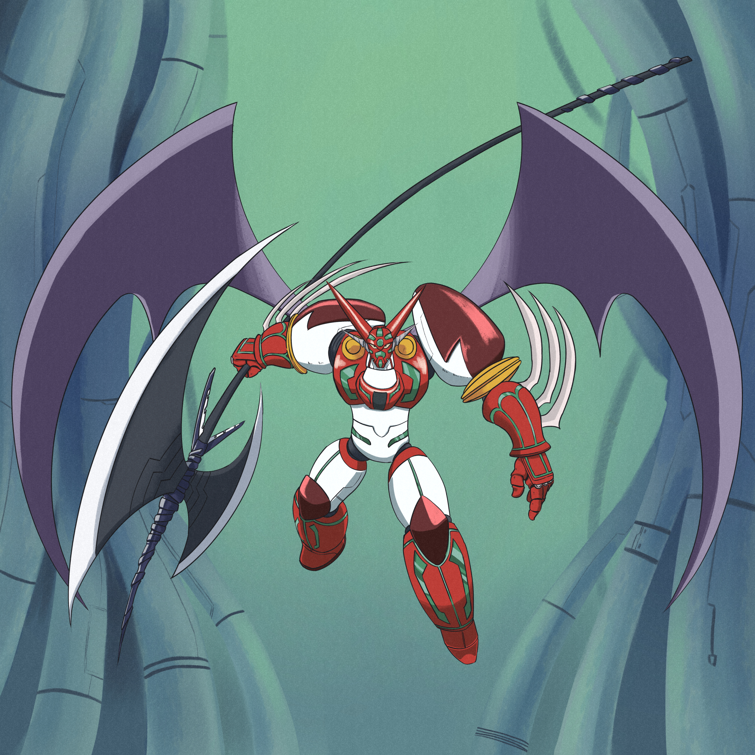 Anime Mechs Super Robot Taisen Getter Robo Getter Robo Armageddon Shin Getter 1 Artwork Digital Art  2625x2625