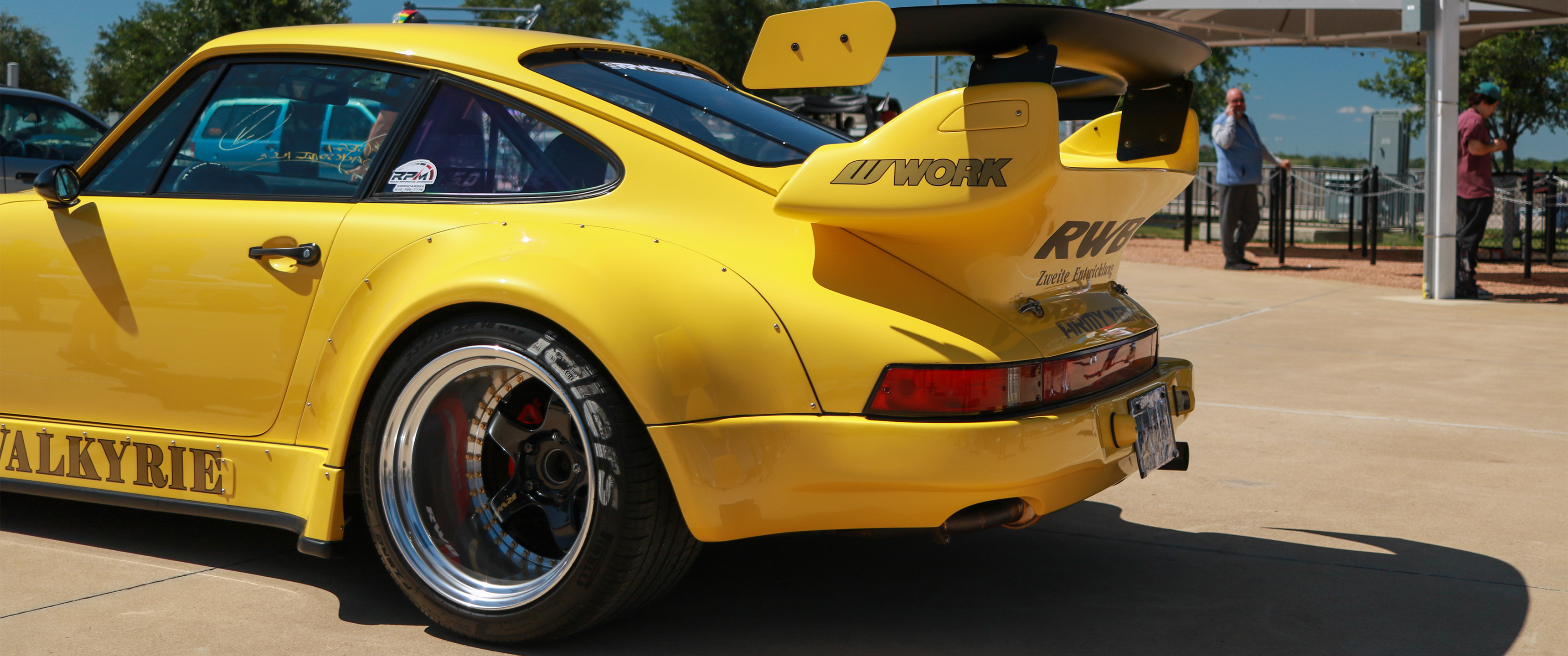 Supercars Classic Car Porsche 911 RWB Car Rear View Licence Plates Yellow Cars 3440x1440