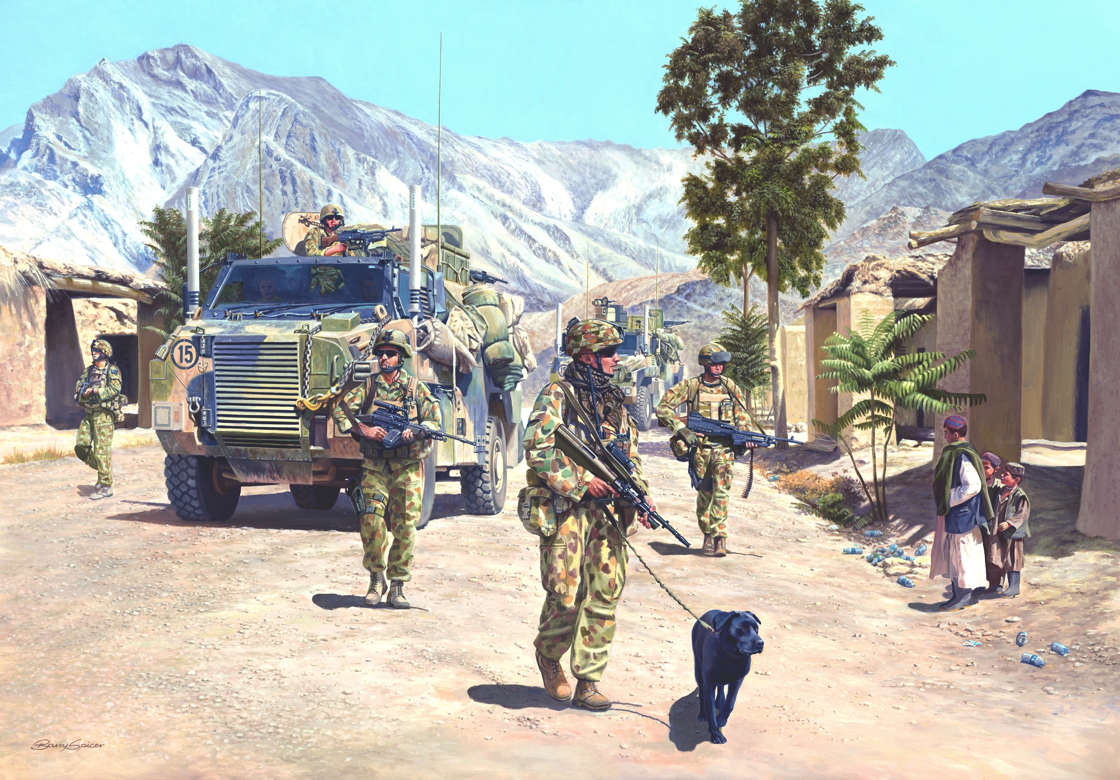Army Car Dog Military Military Vehicle Soldier Helmet Gun Uniform Signature Mountains Standing Sungl 2253x1570