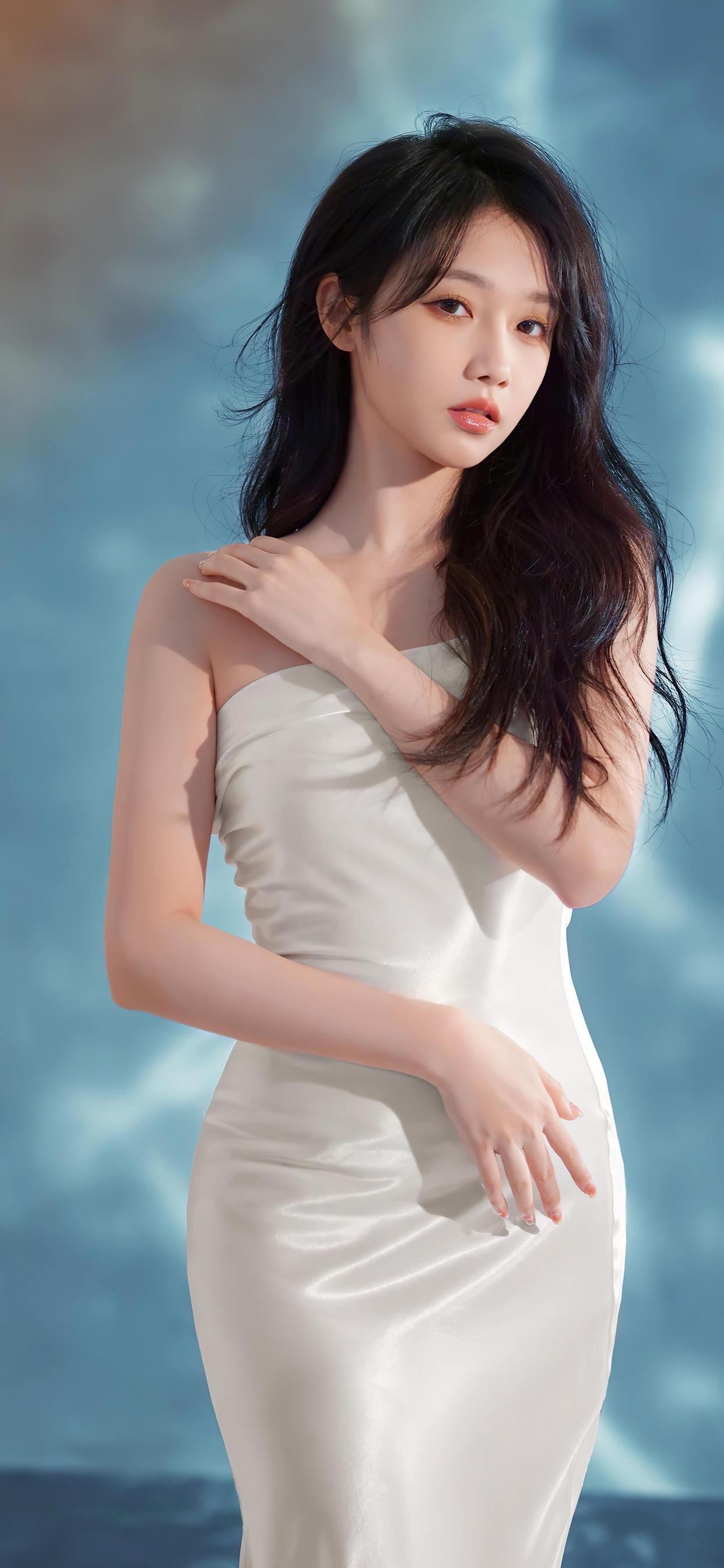 Asia Women Song Xiran China Long Hair White Clothing Asian 1242x2688