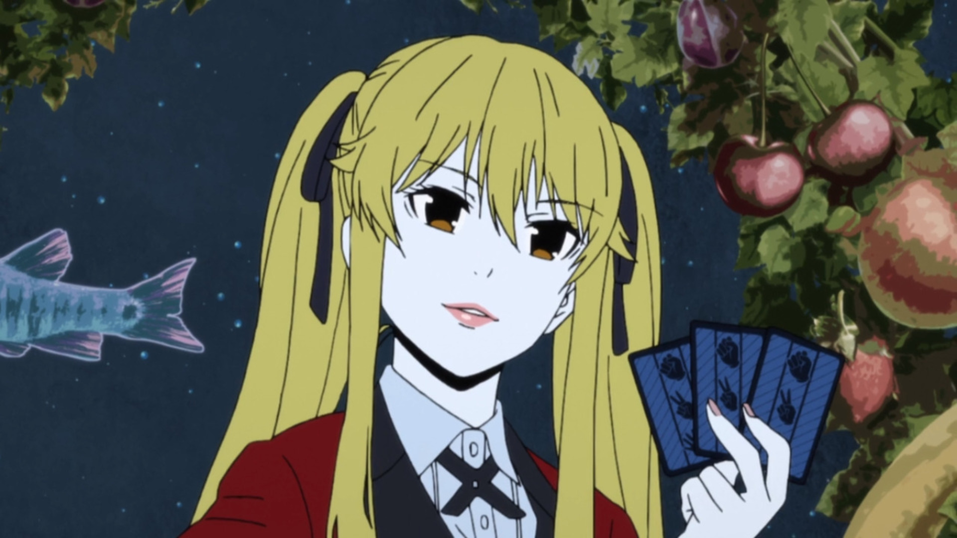 Anime Anime Girls Anime Screenshot Kakegurui Saotome Meari Twintails Blonde Solo Artwork Digital Art 1920x1080