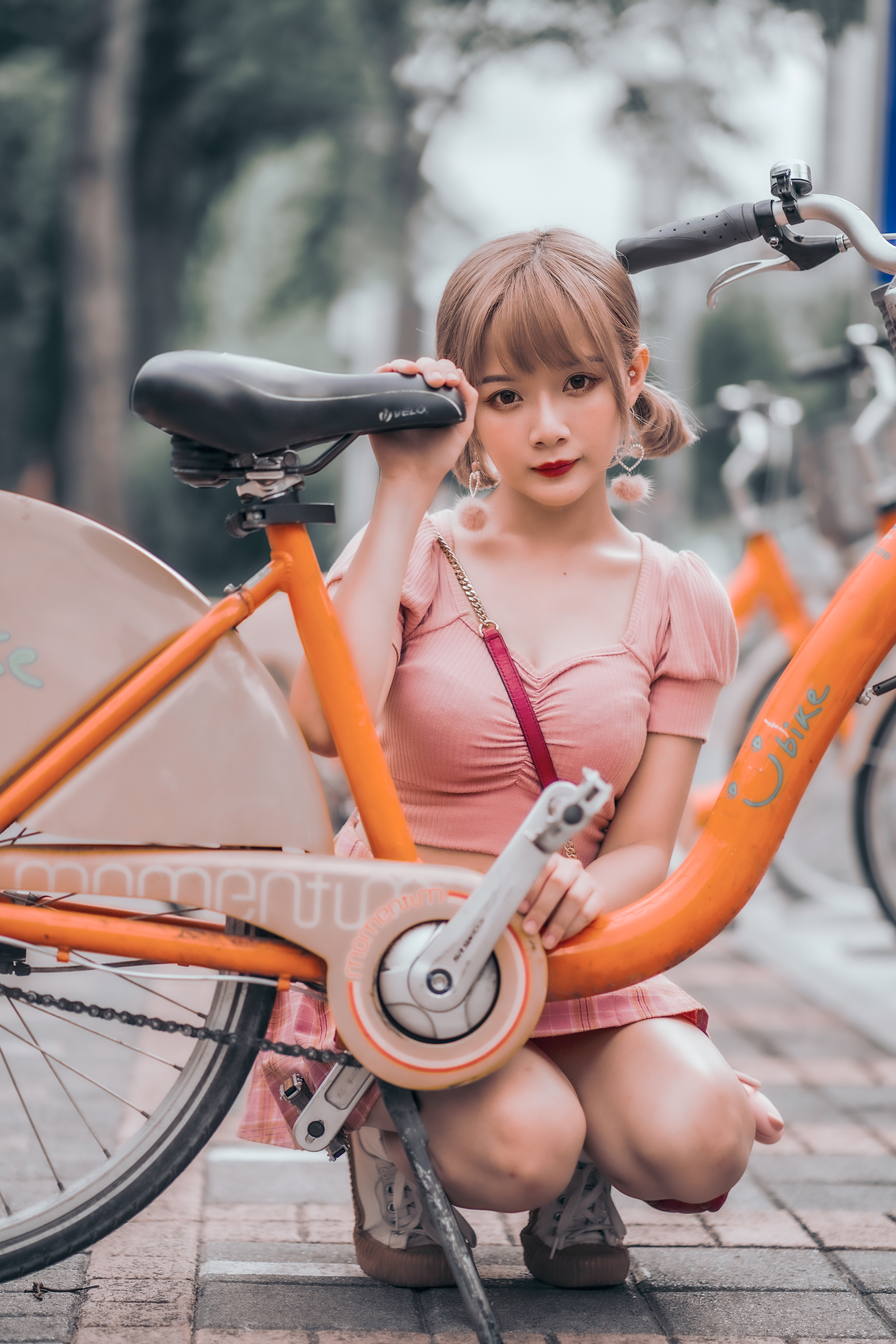Winnie Qian Women Model Asian Women Outdoors Bicycle Vertical 2000x3000