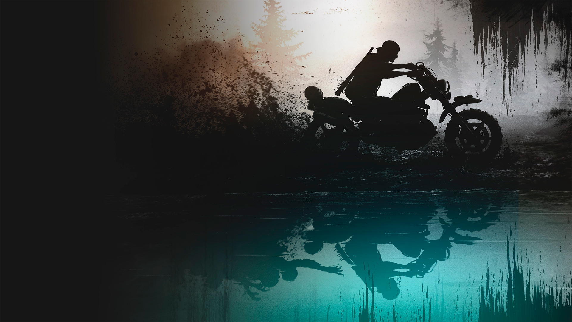 Days Gone Video Games Video Game Man Motorcycle Reflection Silhouette Video Game Art 1920x1080