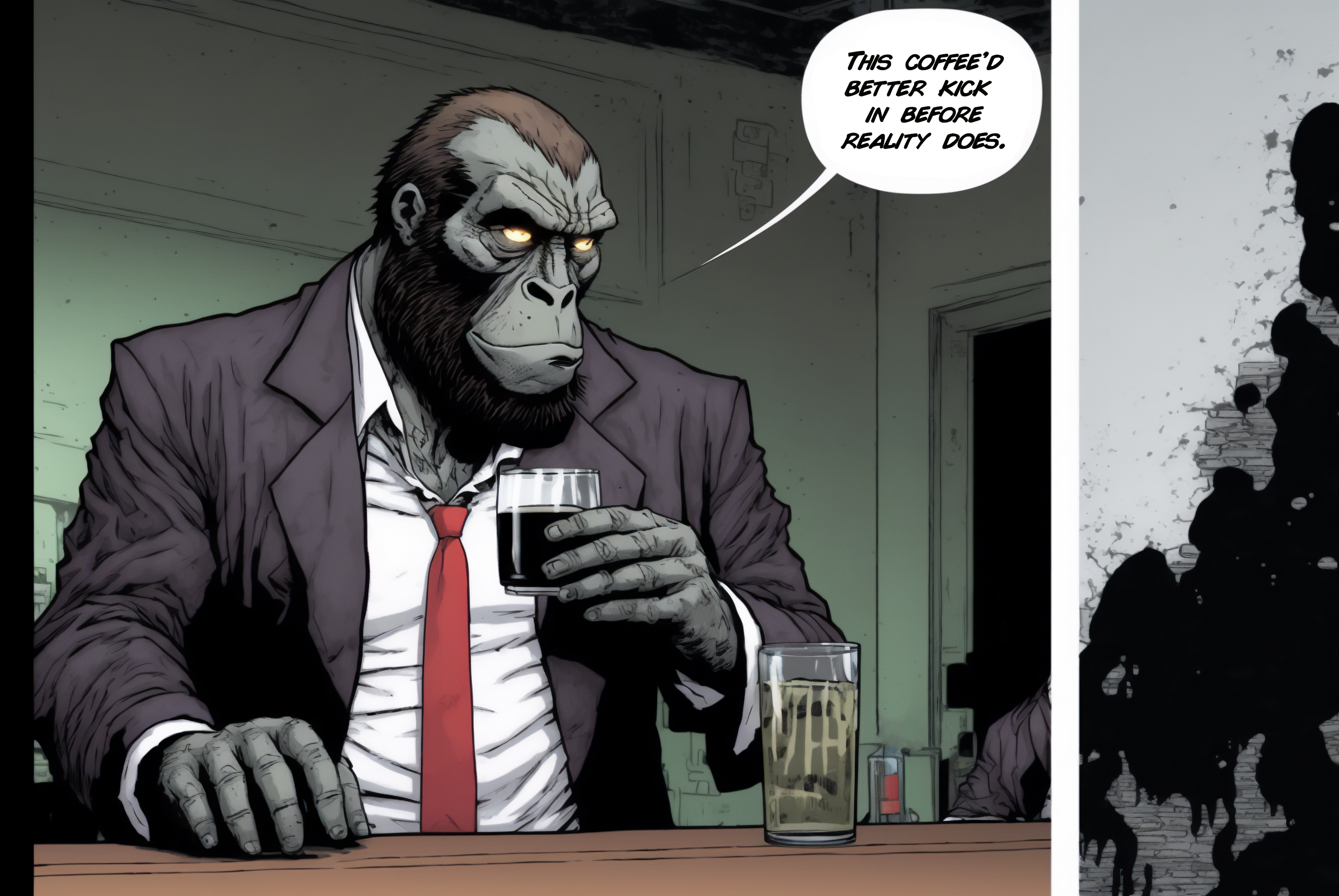 Ai Art Comic Art Coffee Gorillas Suits Tie Drinking Comics 3060x2048