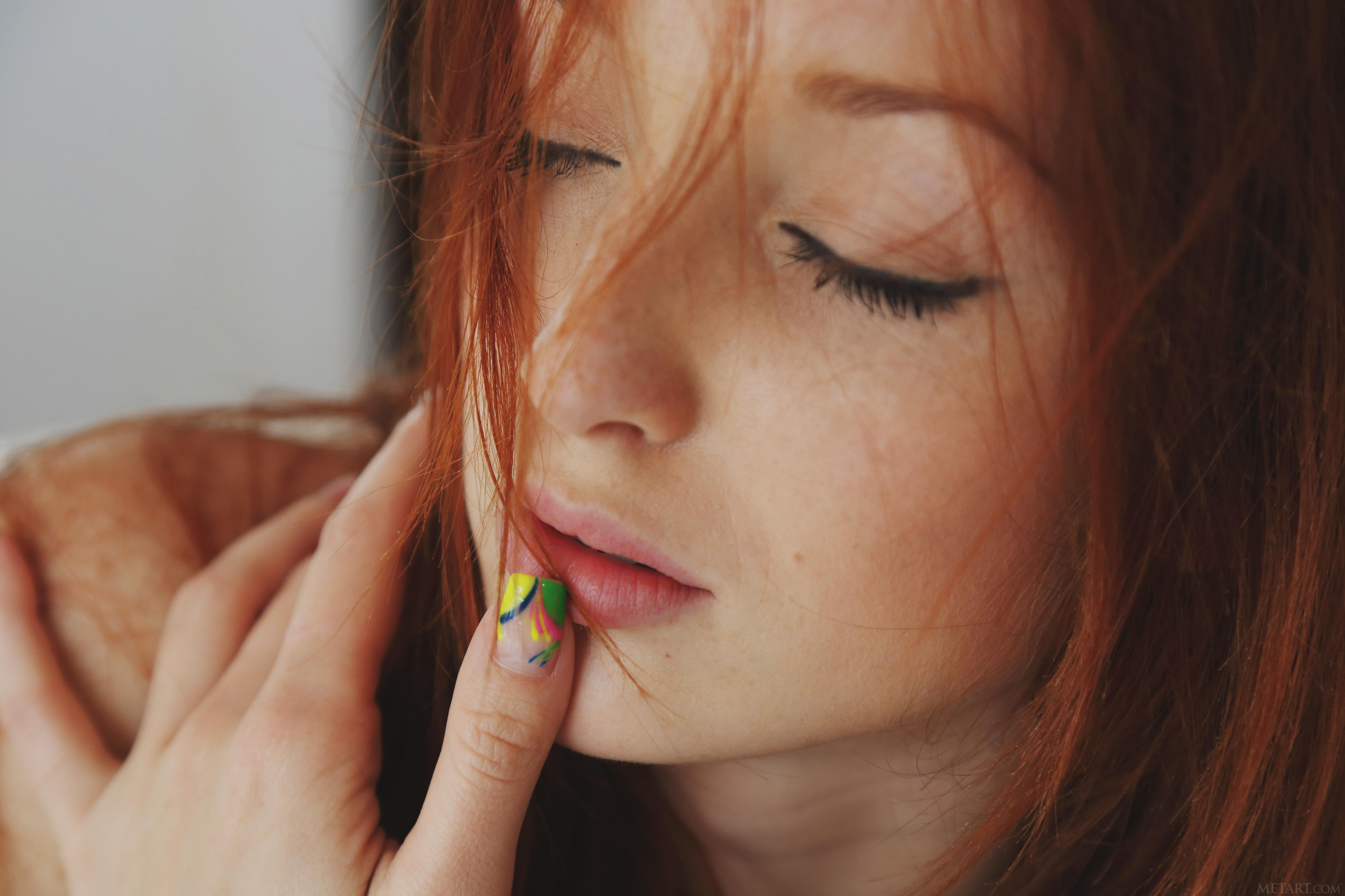Women Model Redhead Face Closed Eyes Ukrainian Ukrainian Women 5760x3840