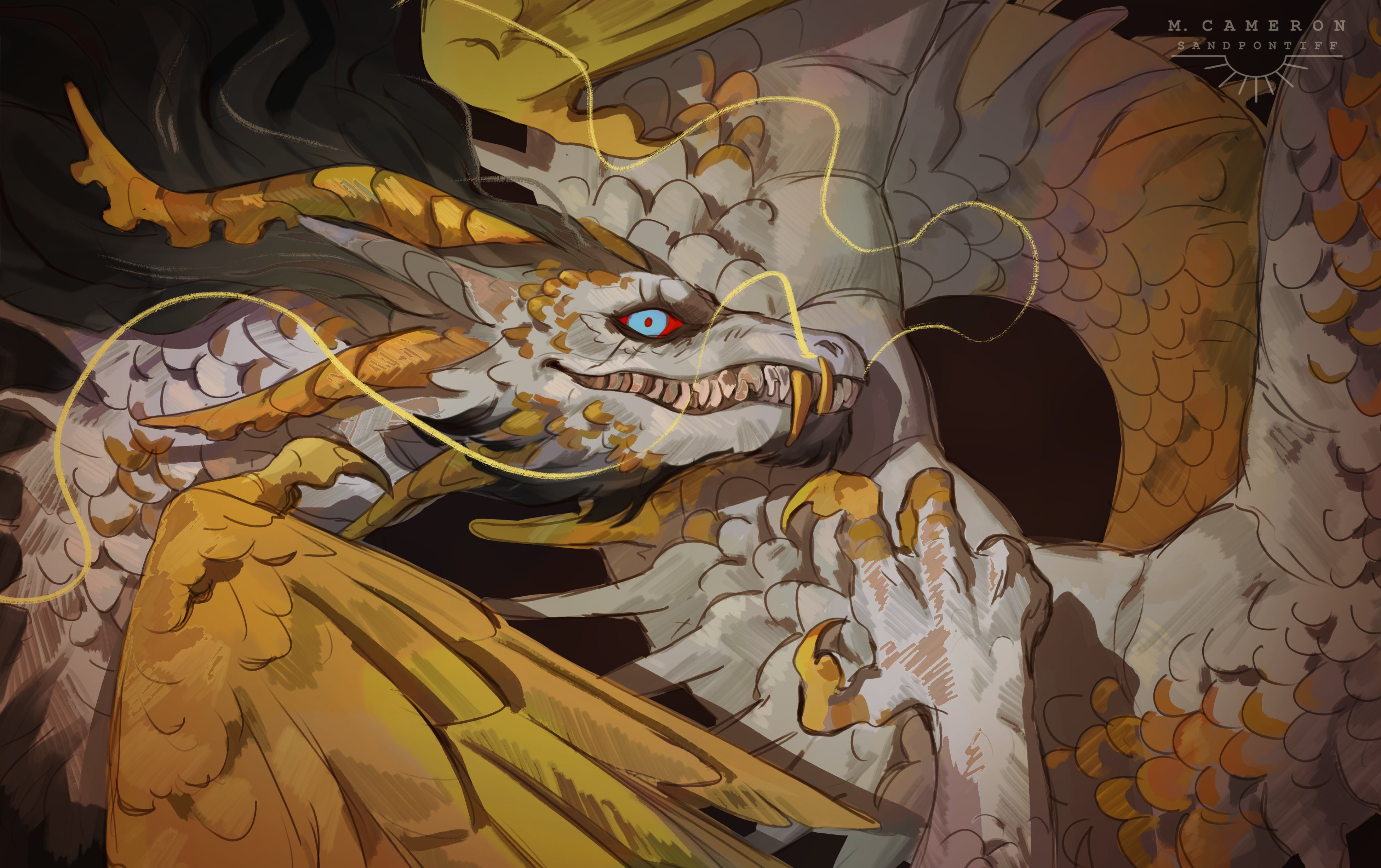 Digital Art Dragon Looking At Viewer Creature Pointy Teeth Claws Wings Chinese Dragon Loong 3902x2454