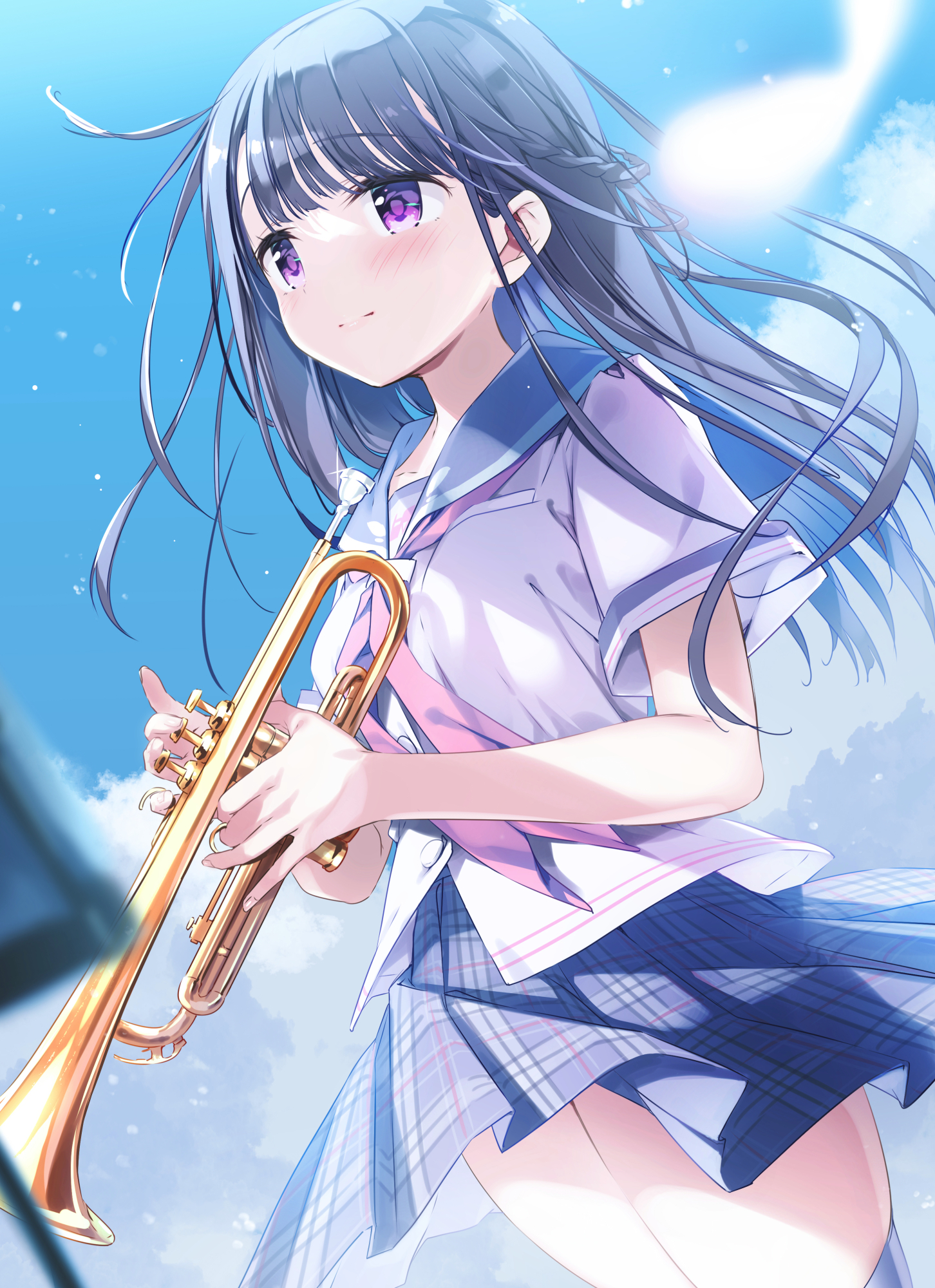 Kimishima Ao Anime Girls Trumpet Musical Instrument School Uniform Schoolgirl 1452x2000