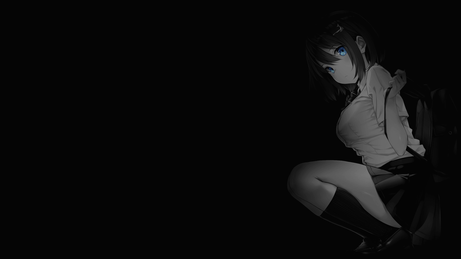 Selective Coloring Black Background Dark Background Simple Background Anime Girls Takayaki