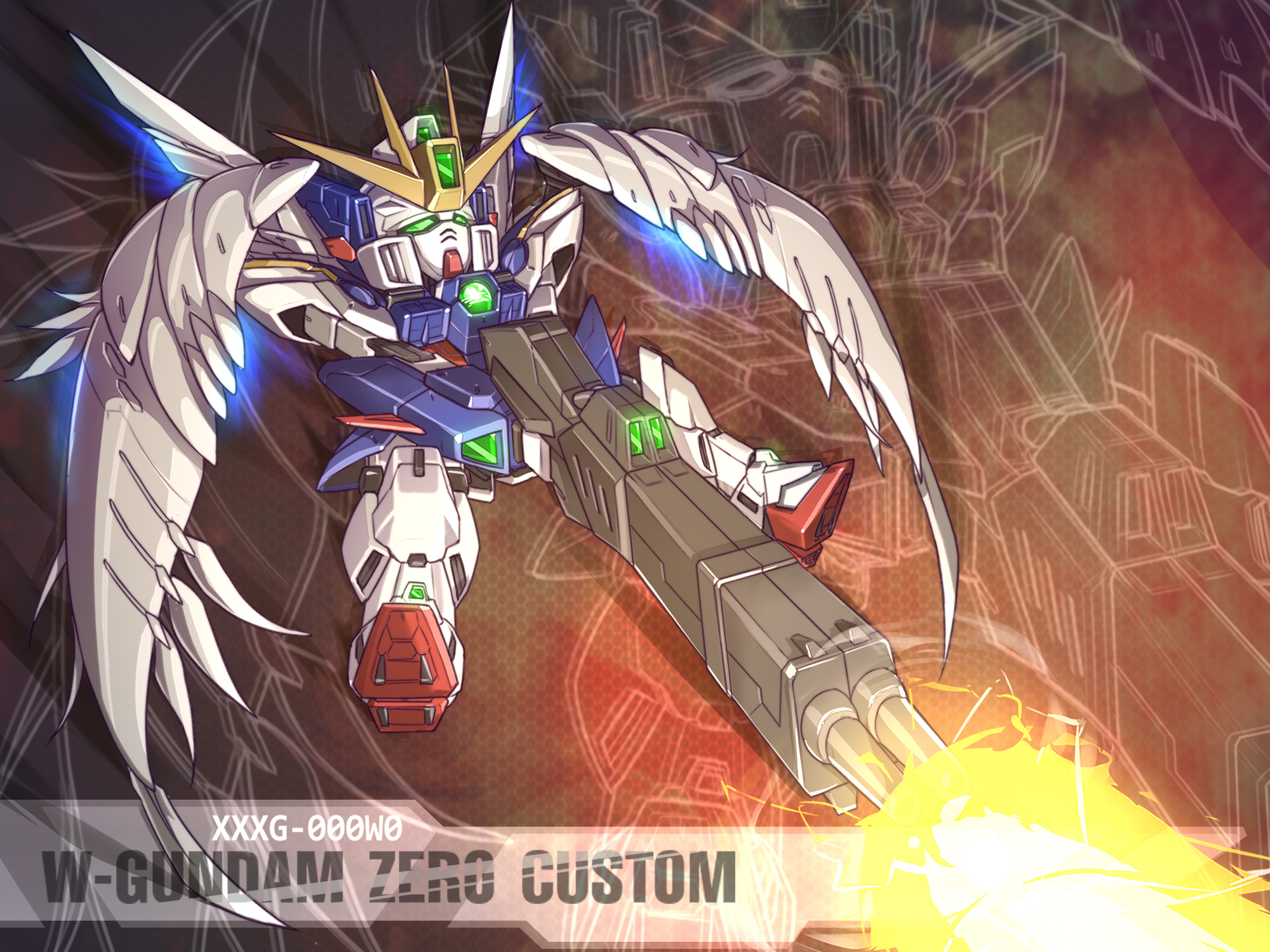 Anime Mechs Mobile Suit Gundam Wing Wing Gundam Zero Gundam Super Robot Taisen Artwork Digital Art F 2000x1500