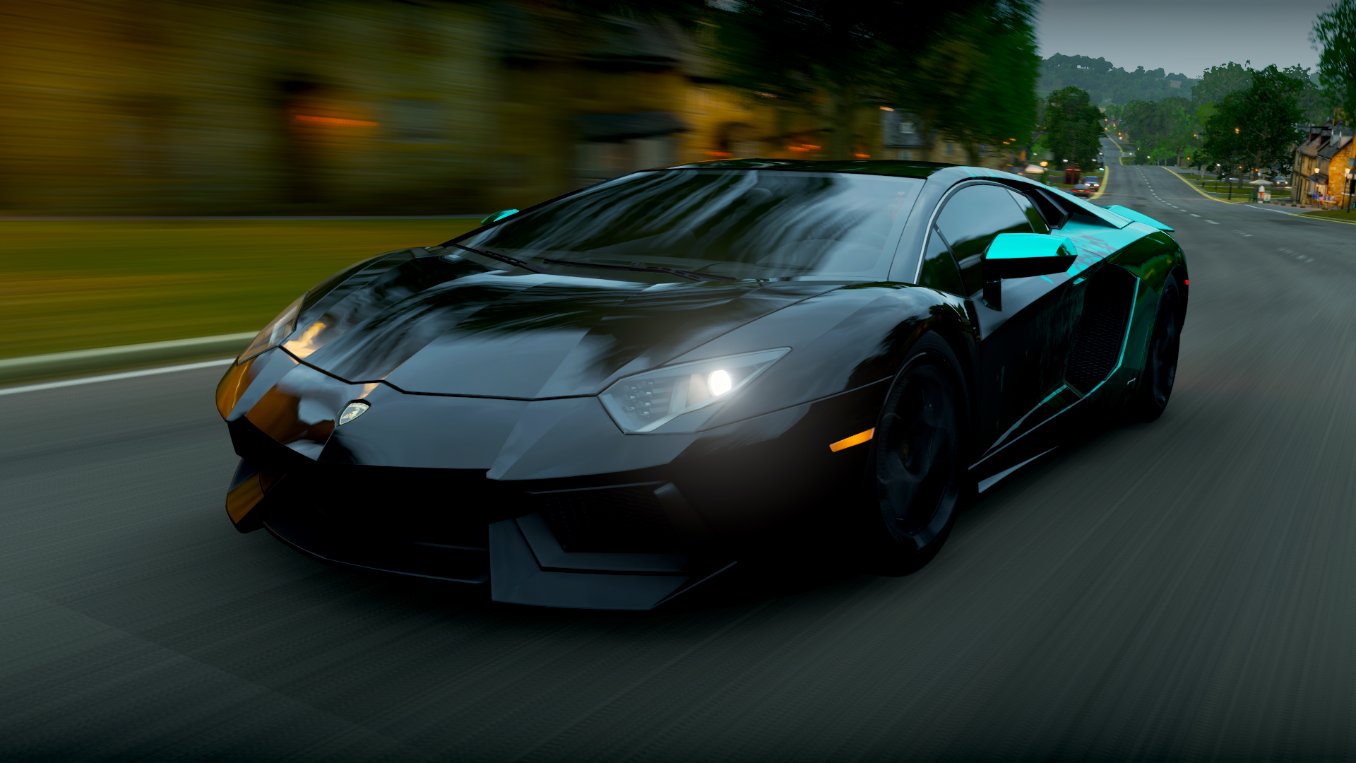 Car British Forza Horizon 4 Lamborghini Aventador Video Games CGi Front Angle View Road Headlights 1920x1080