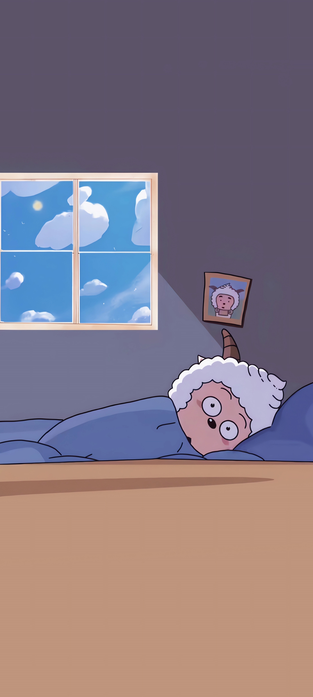 Cartoon Artwork Portrait Display Window Sun Sky Clouds Lying On Side Bed Daylight Animals Lama 1080x2400