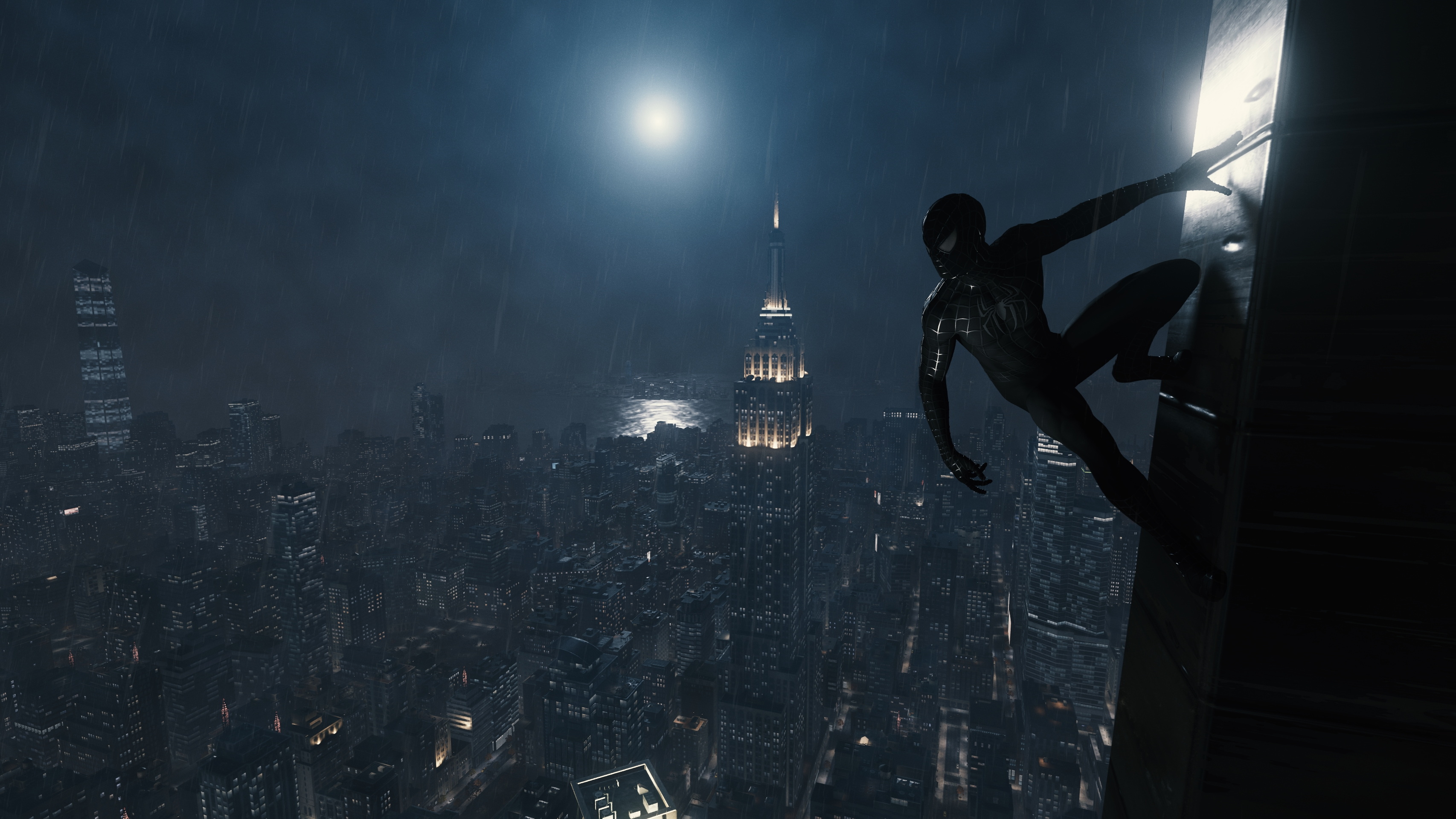 Spider Man Spider Man Remastered Video Games New York City Night Insomniac Games Superhero 3413x1920