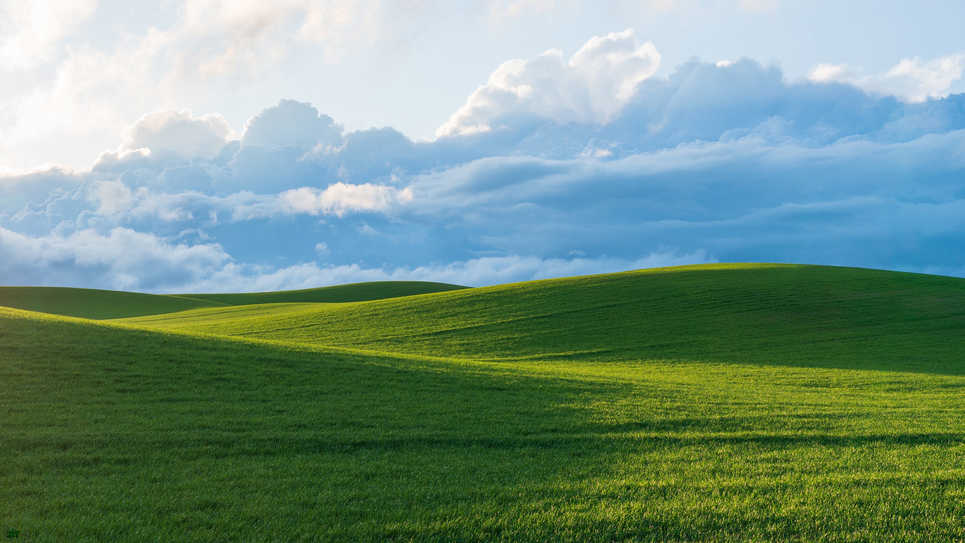 Field Landscape Nature Grass Clouds Sky Hills Windows XP Microsoft 3840x2160