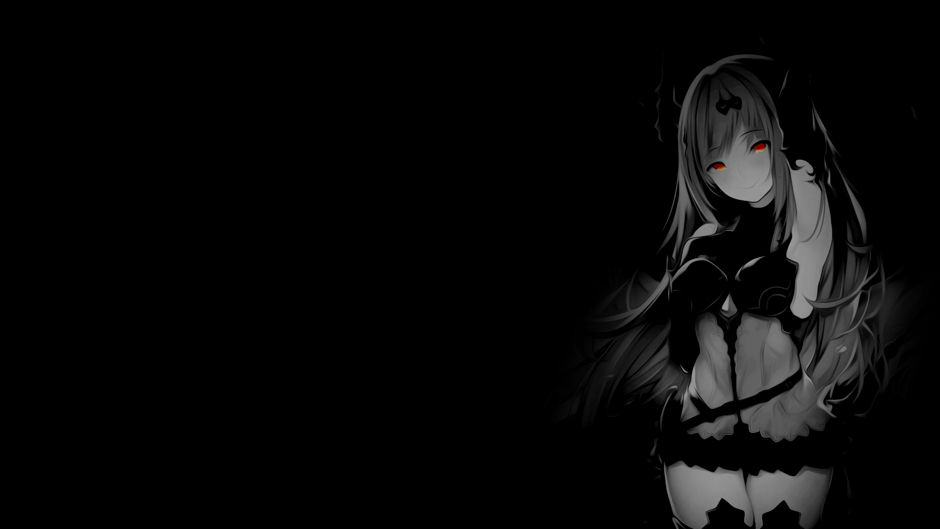 Selective Coloring Black Background Dark Background Simple Background Anime Girls Granblue Fantasy D 1920x1080