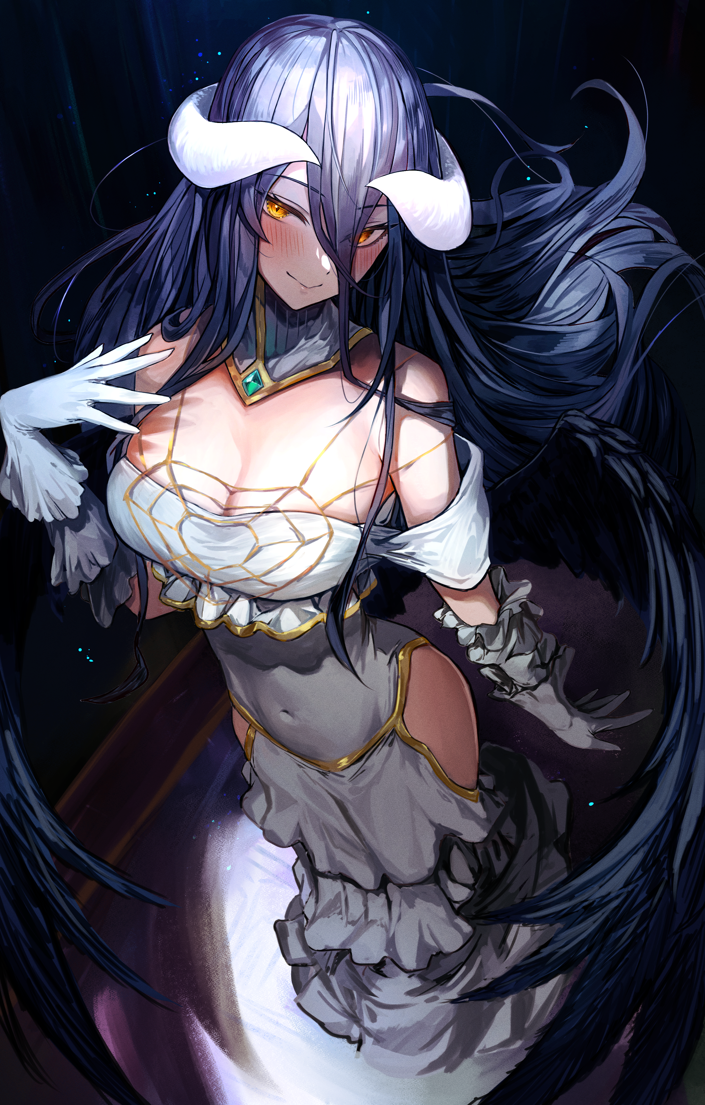 Overlord Albedo OverLord Anime Girls Horns Wings Blushing 2678x4197