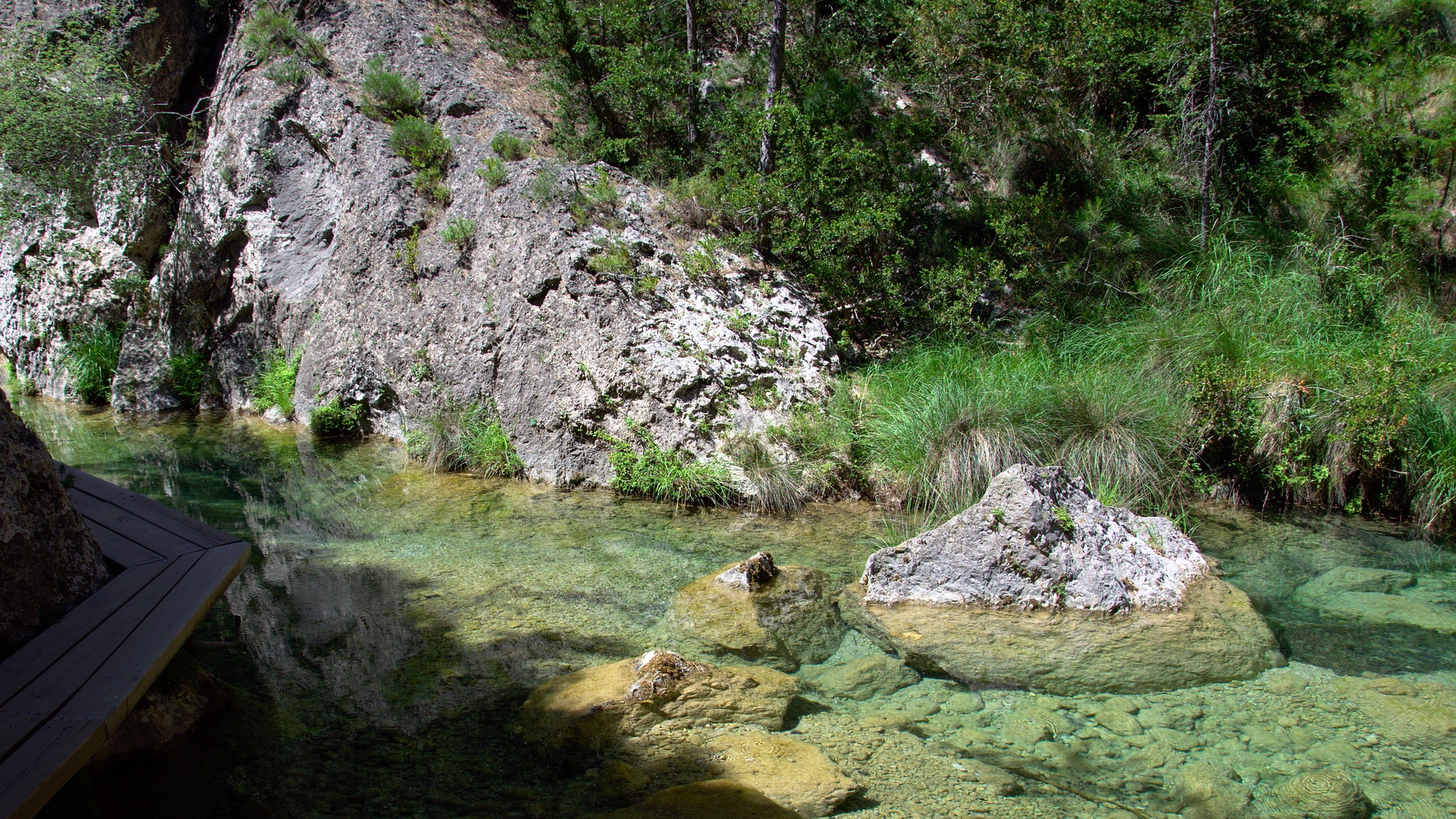 Nature Water River Landscape Spain Teruel Rocks 1920x1080