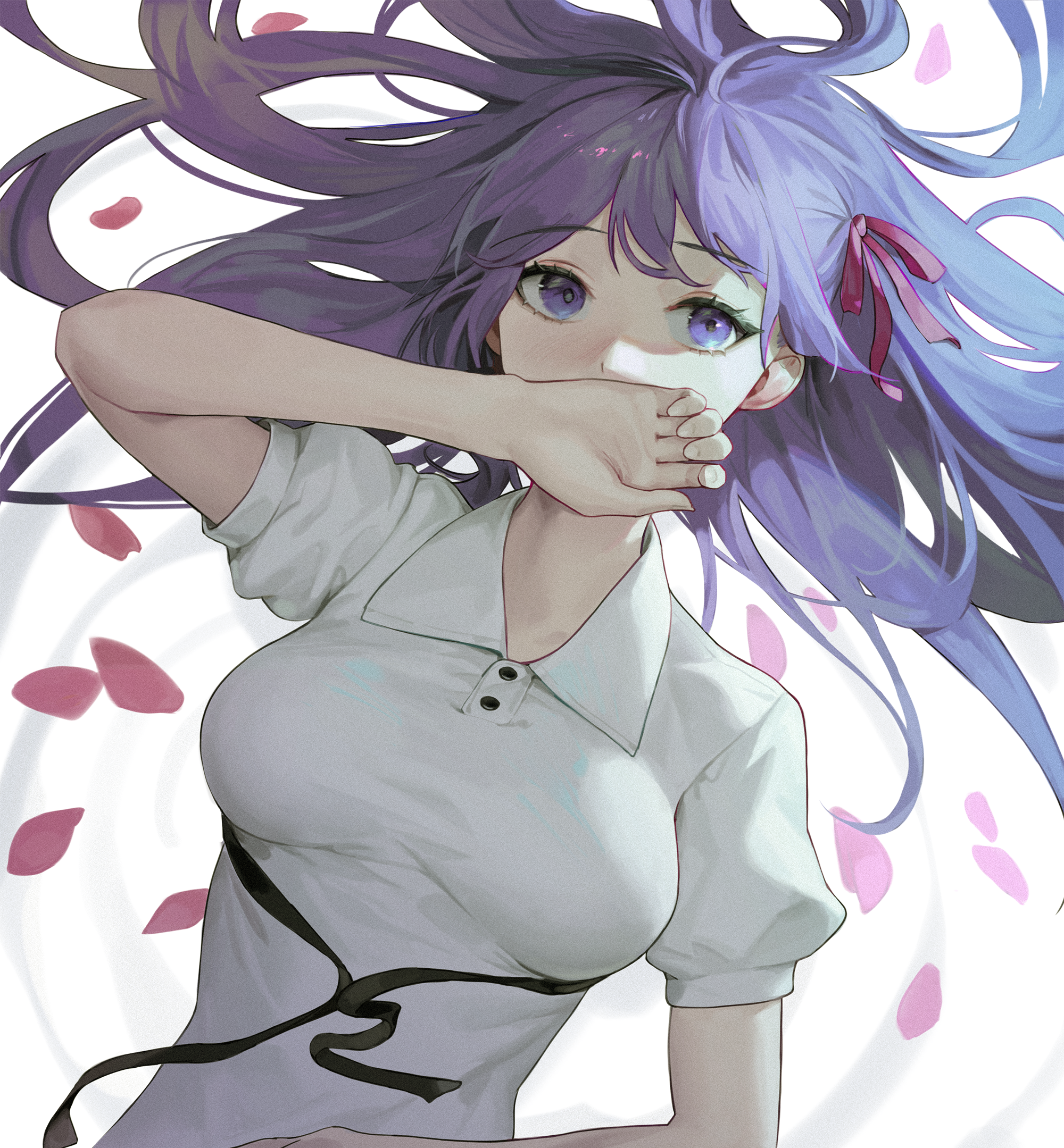 Matou Sakura Fate Series Cotta Anime Girls Petals Lying On Back Purple Hair Purple Eyes Long Hair 2000x2159