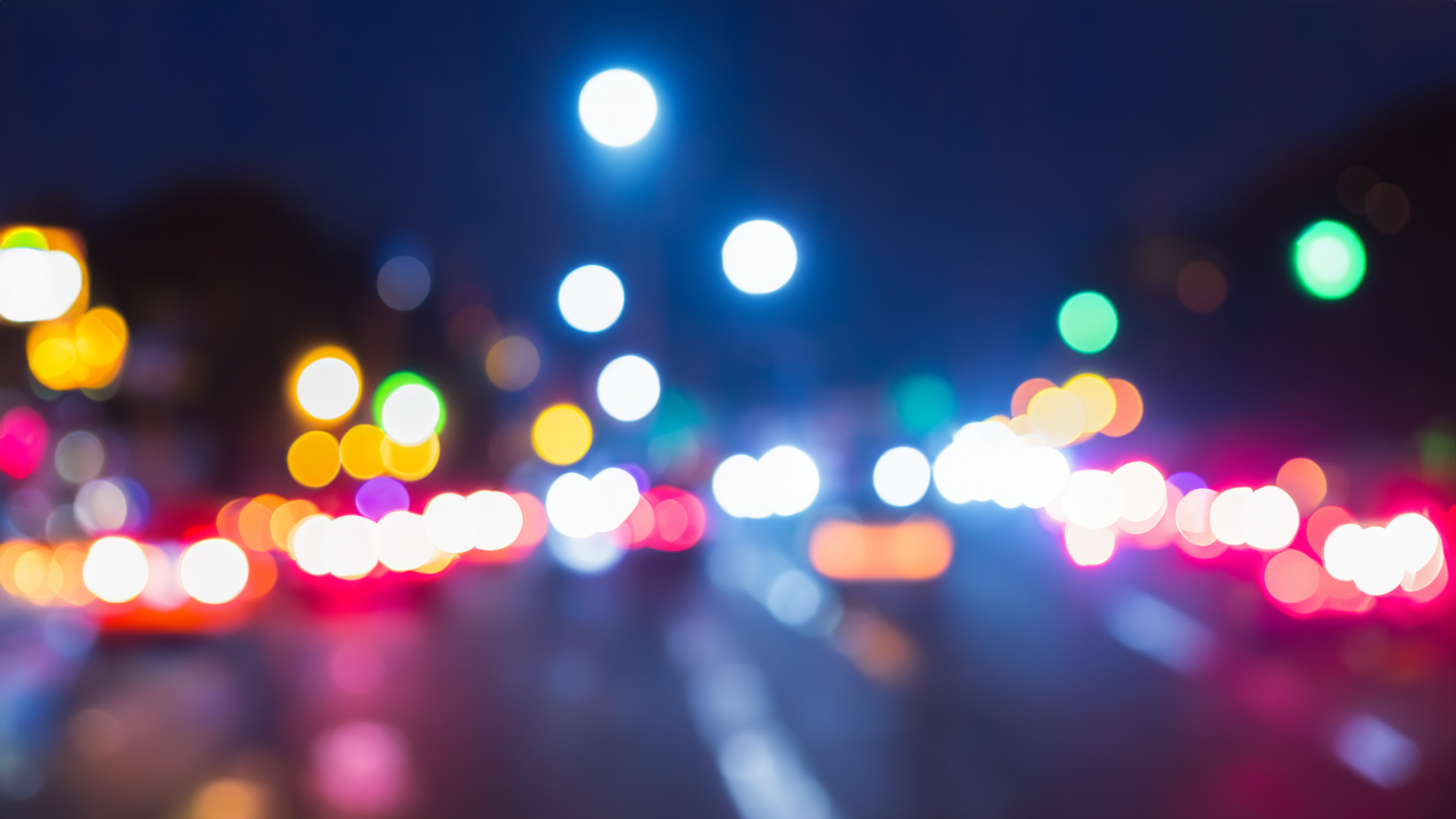Bokeh Traffic City Lights Minimalism Blurred Blurry Background Simple Background 2560x1440