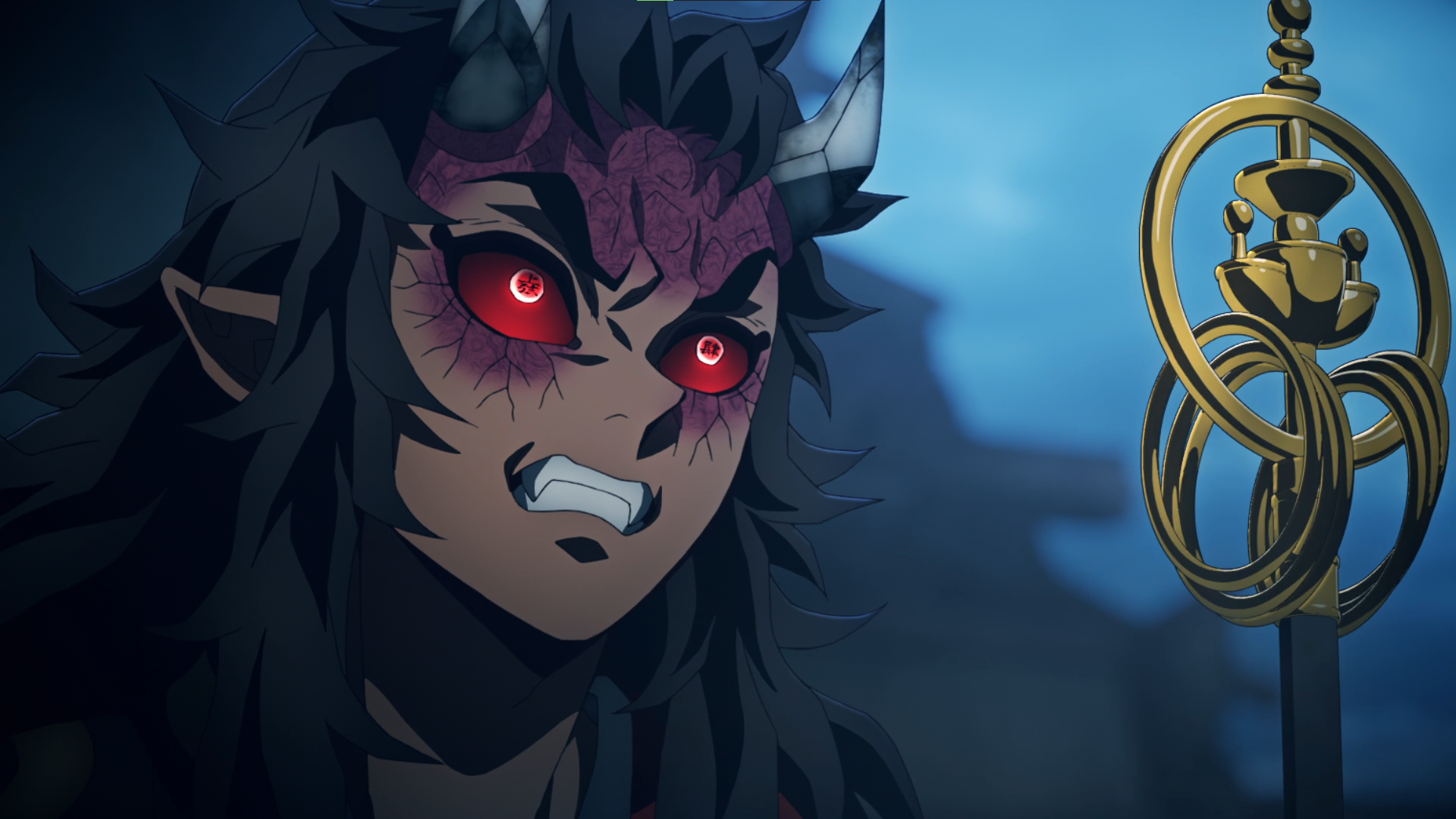 Kimetsu No Yaiba Glowing Eyes Demon Demon Face Anime Anime Screenshot Anime Boys Red Eyes Horns Poin 1920x1080