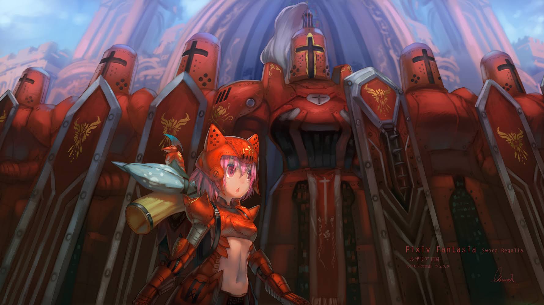 Knight Adventurers Anime Girls Armor Shield Pixiv Fantasia Pixiv Fantasia Sword Regalia 1779x1000