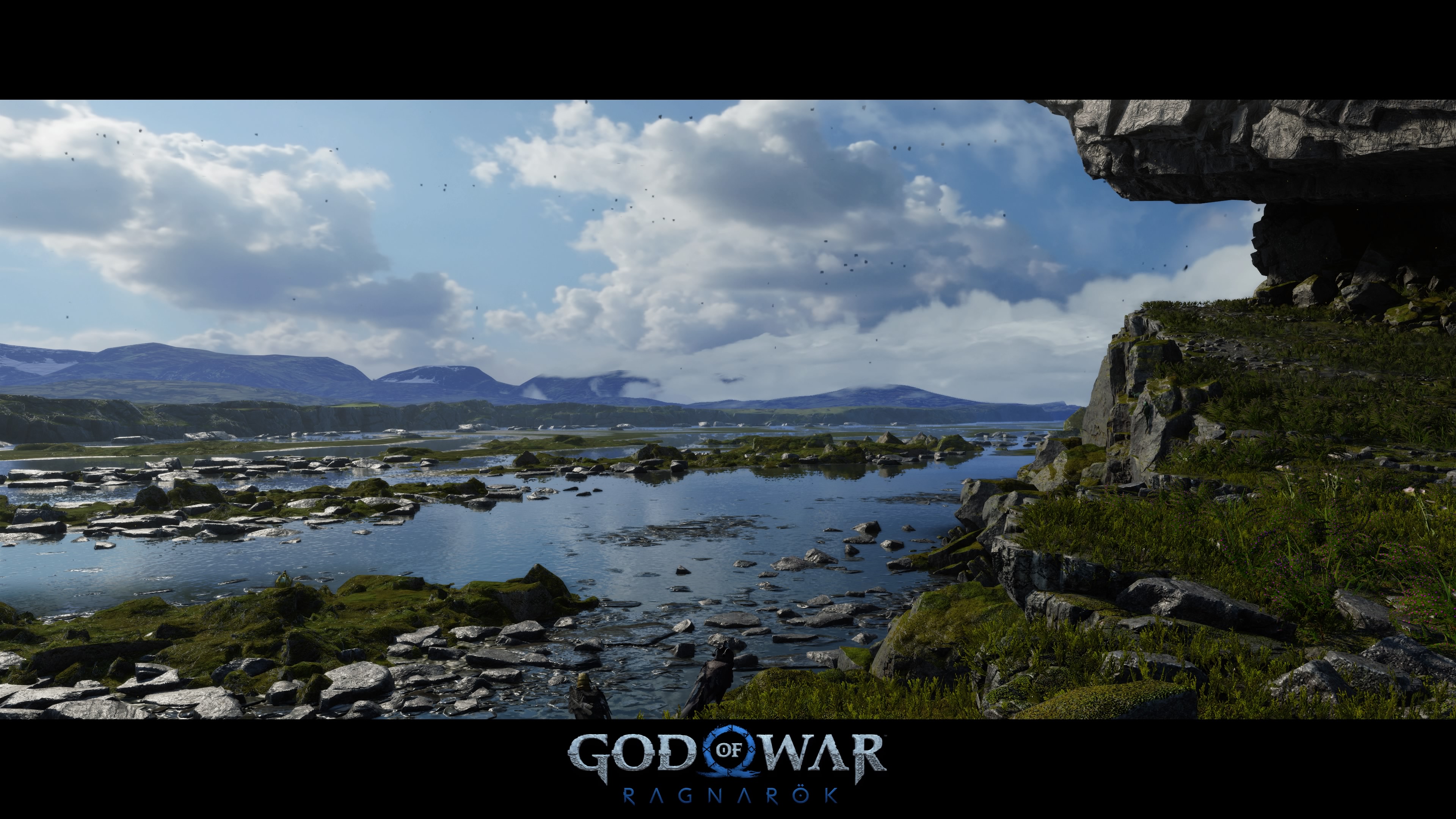 God Of War Ragnarok Kratos Video Games Santa Monica Studio CGi Video Game Art Water Sky Clouds Rocks 3840x2160