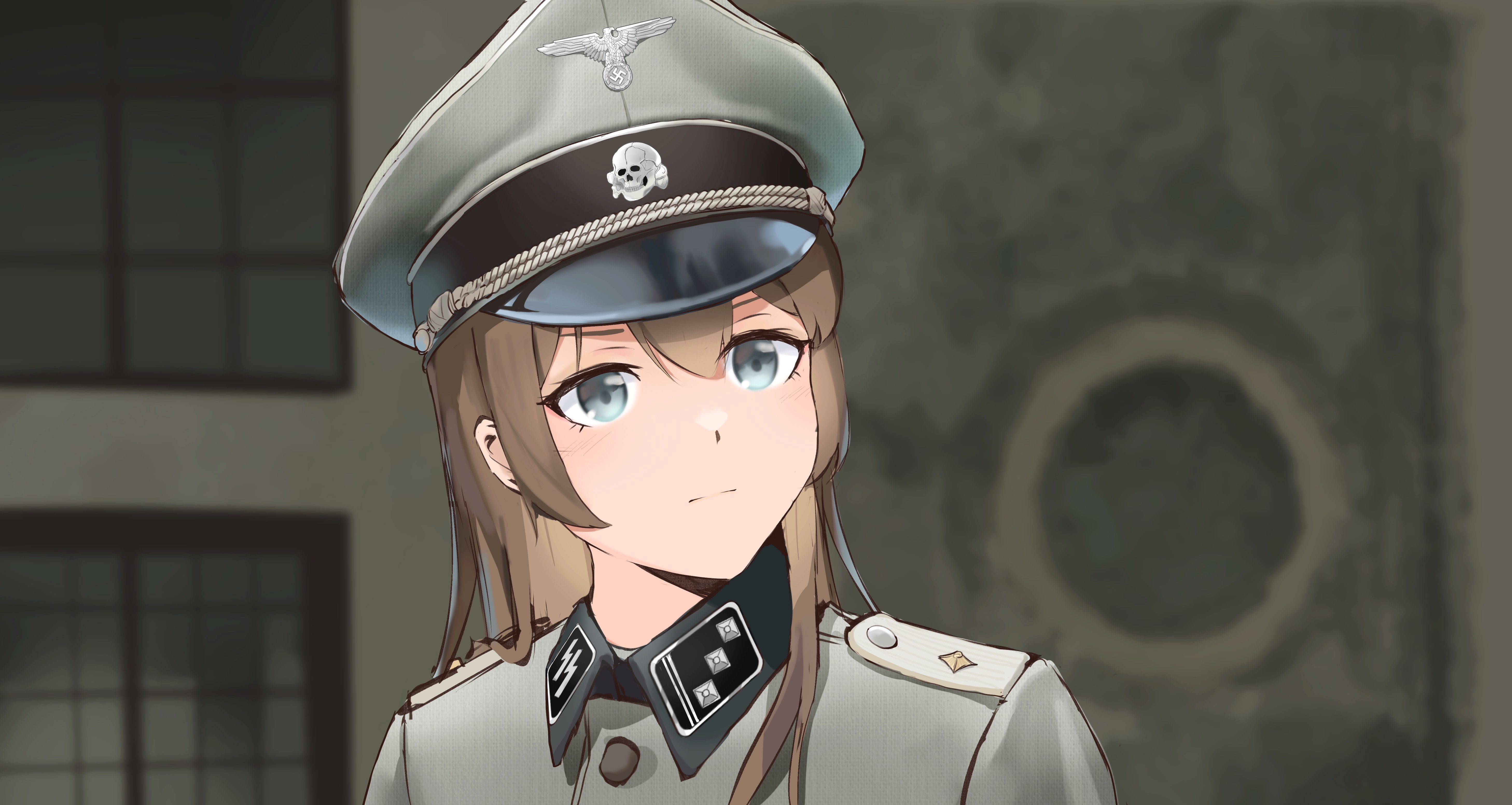 Original Characters Anime Girls Blue Eyes Blonde Long Hair Military Uniform Military Hat Hat Peaked  5831x3104