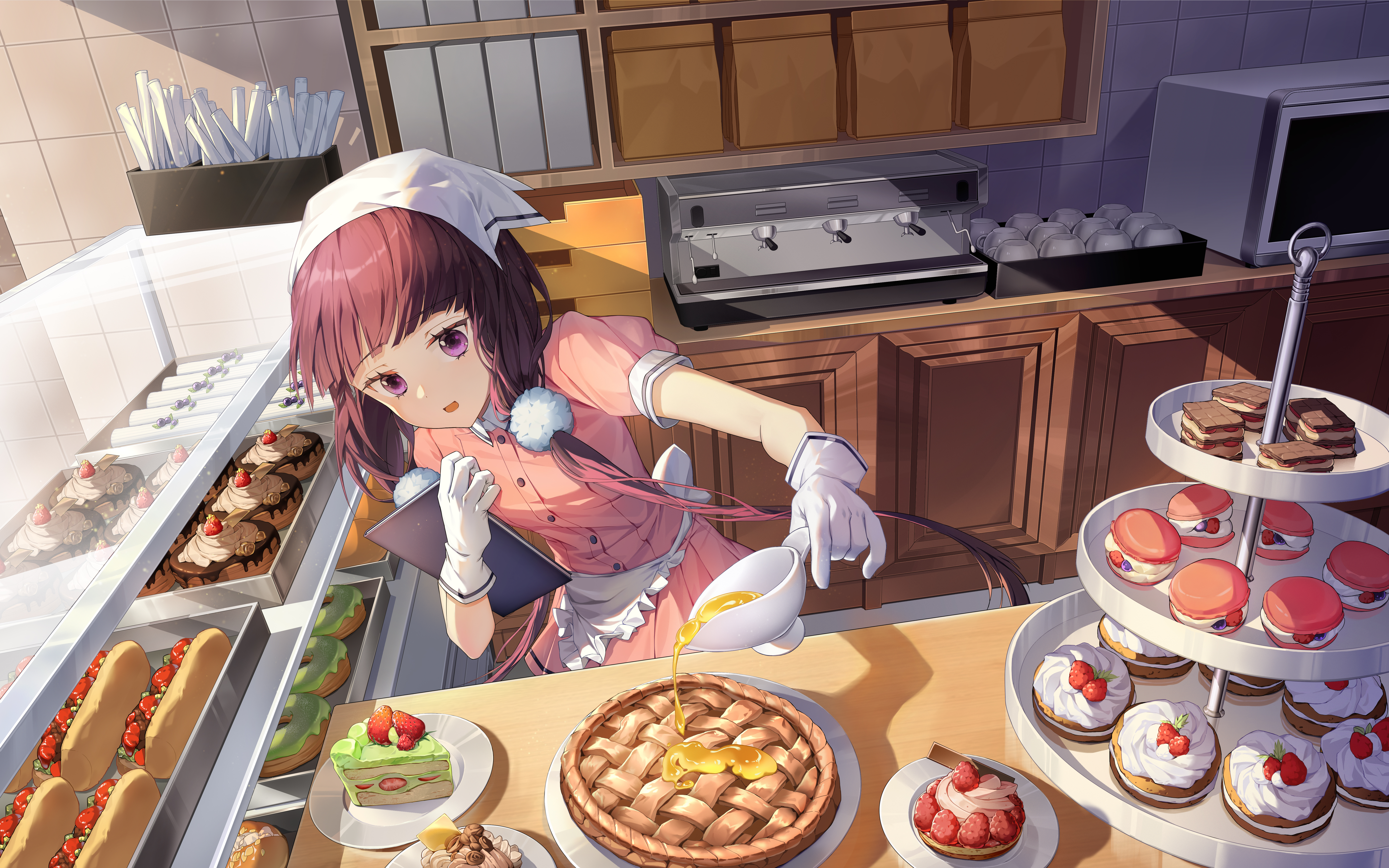 Sakuranomiya Maika BLEND S Anime Anime Girls Anime Girls Eating Cooking Sweets Food Gloves Macarons  6400x4000
