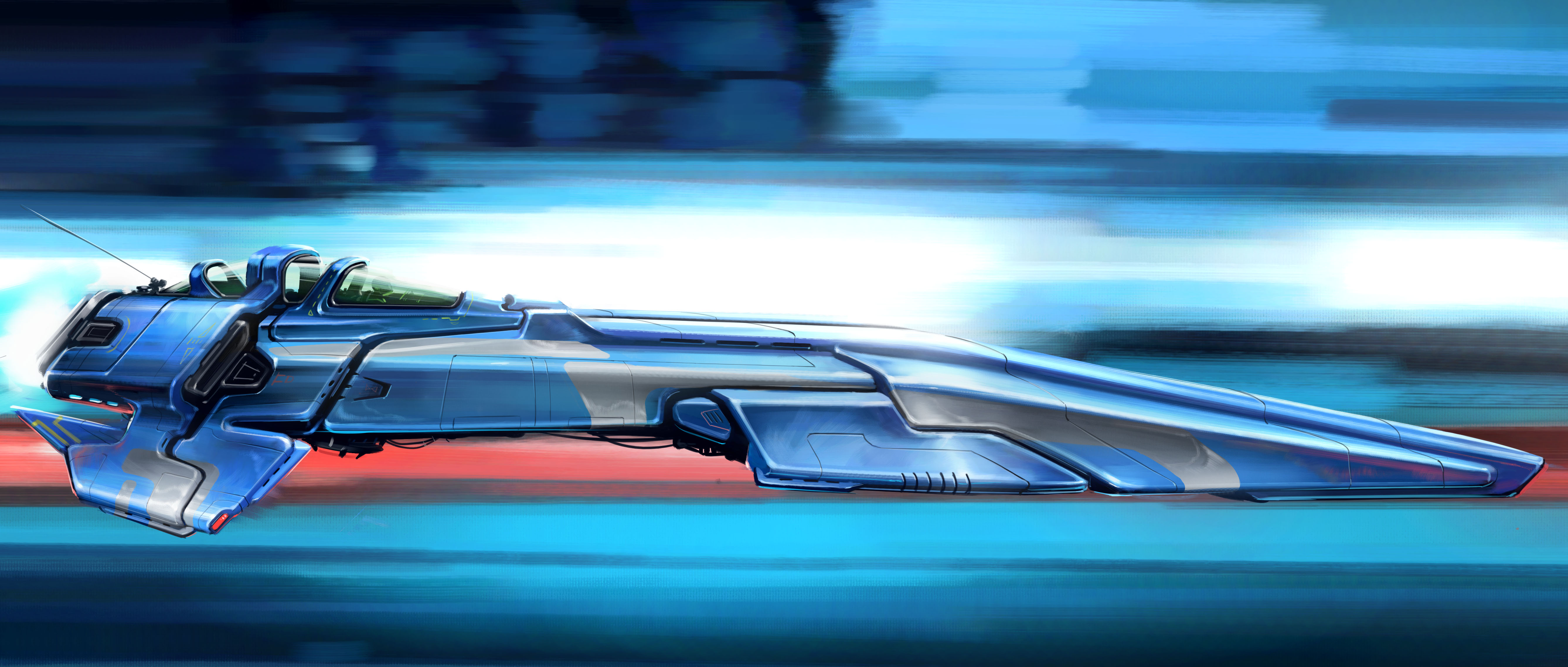 Wipeout Futuristic Concept Art Motion Blur 5350x2277