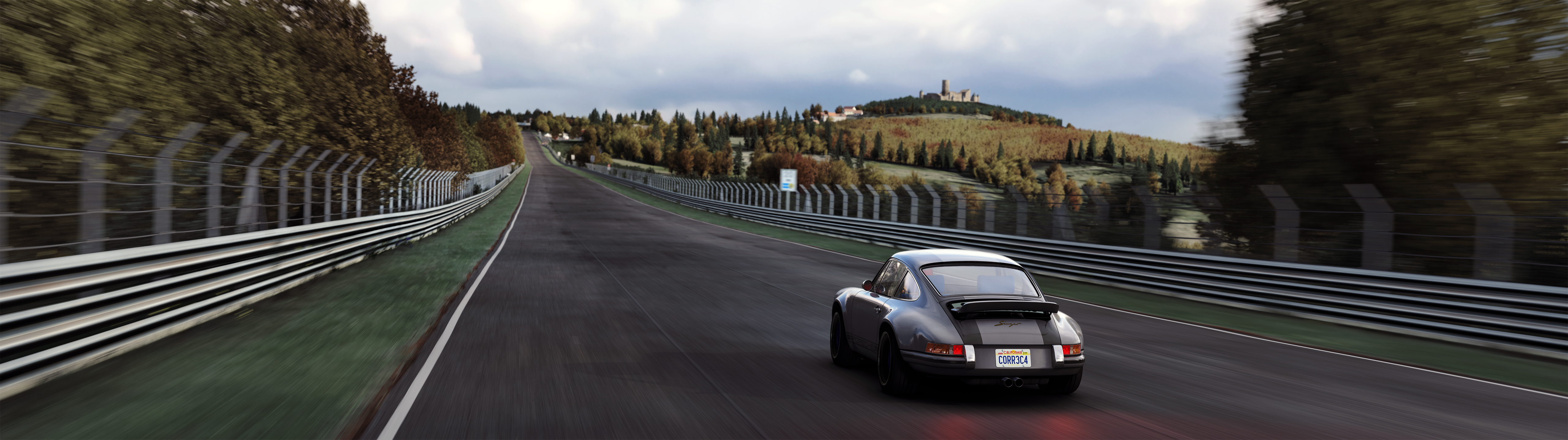Nurburgring Porsche 911 Singer Assetto Corsa Car Video Games Licence Plates Road Taillights 5120x1440