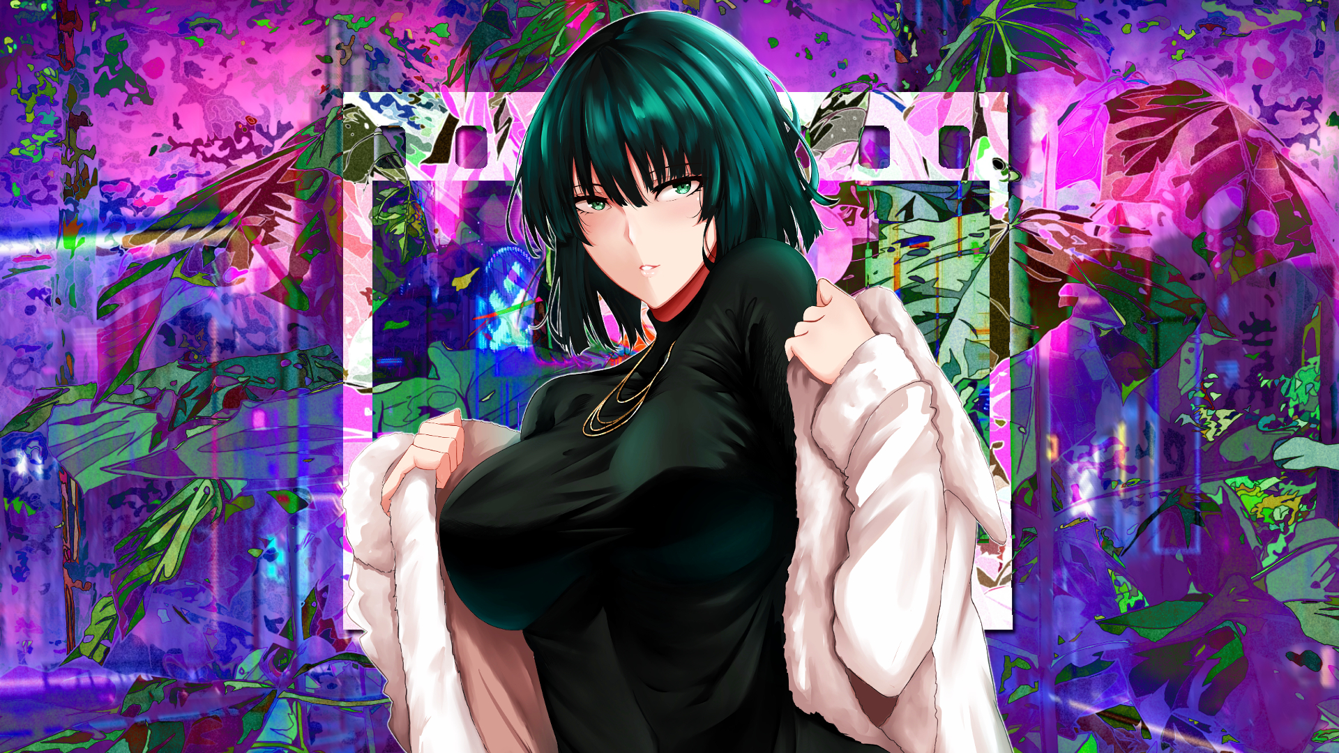 Anime Girls Creative Coding One Punch Man Fubuki Colorful Looking At Viewer 1920x1080