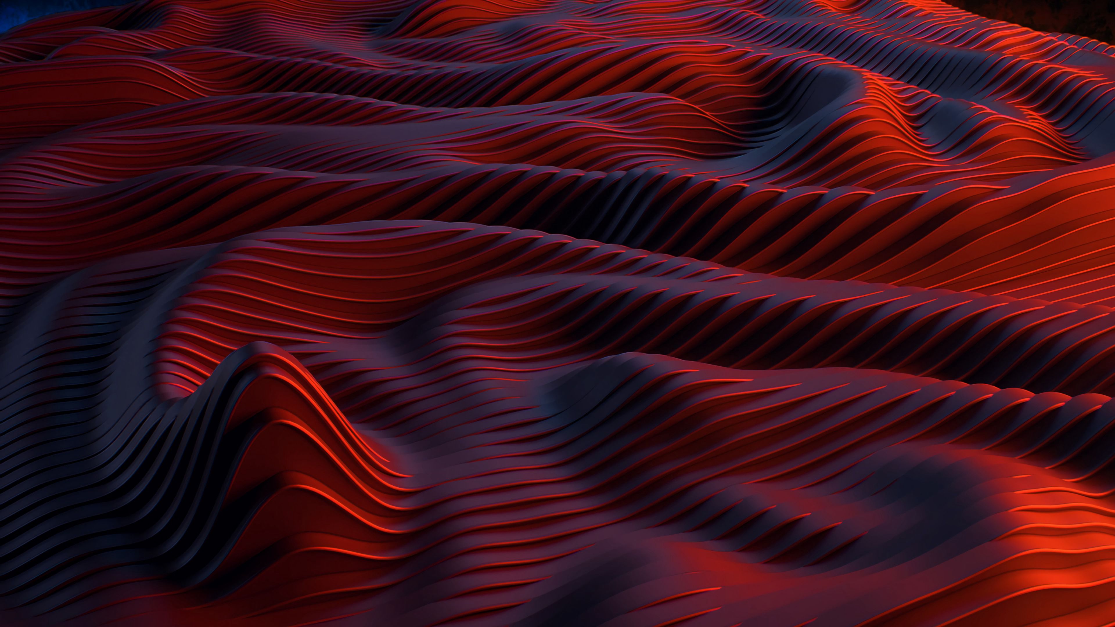 Abstract Digital Art Lines Red Texture Reliefs Colorful 3840x2160