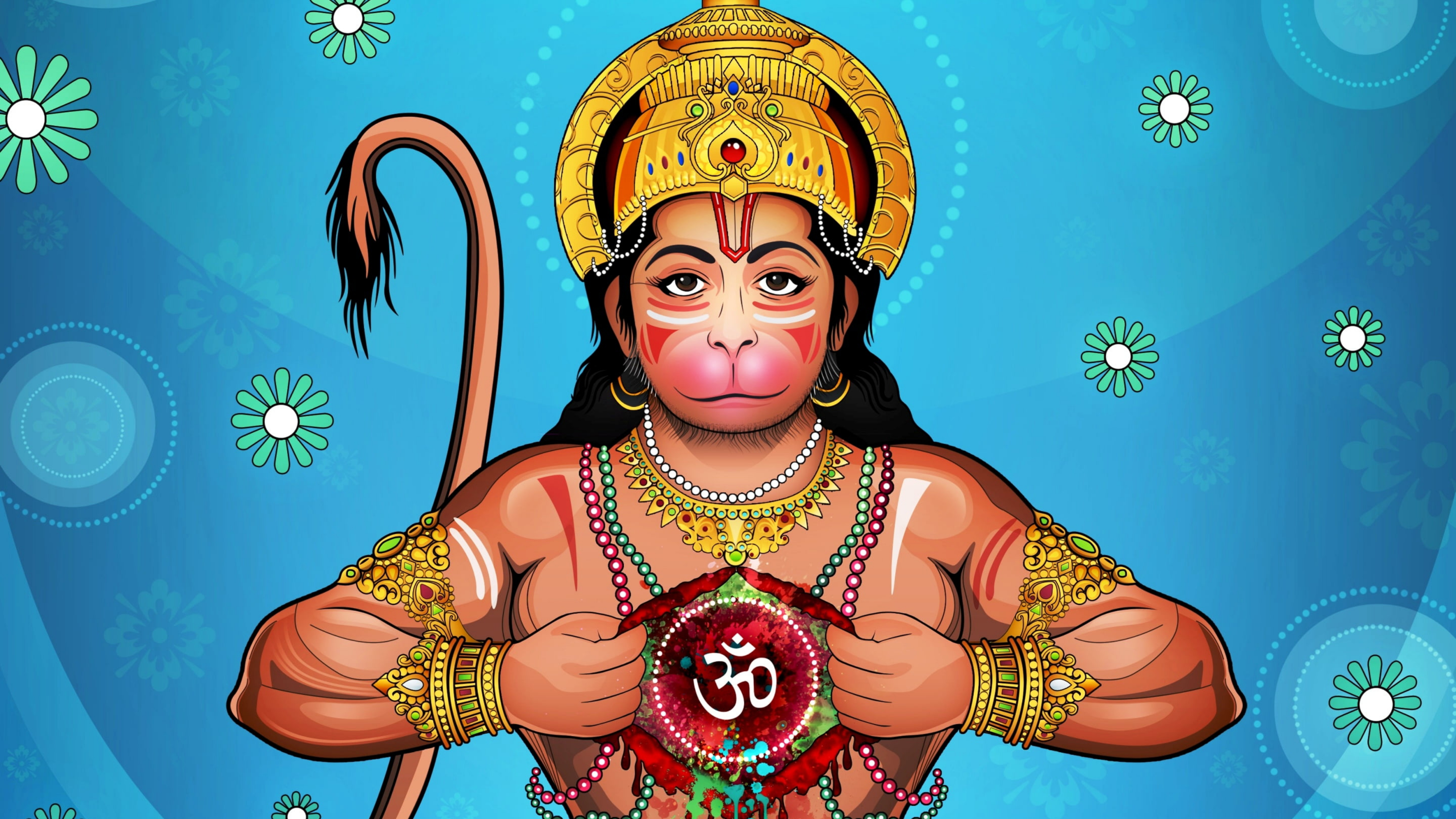 Hindu Gods Lord Hanuman Jai Shree Ram India Artwork Digital Art Animal Tail 3840x2160